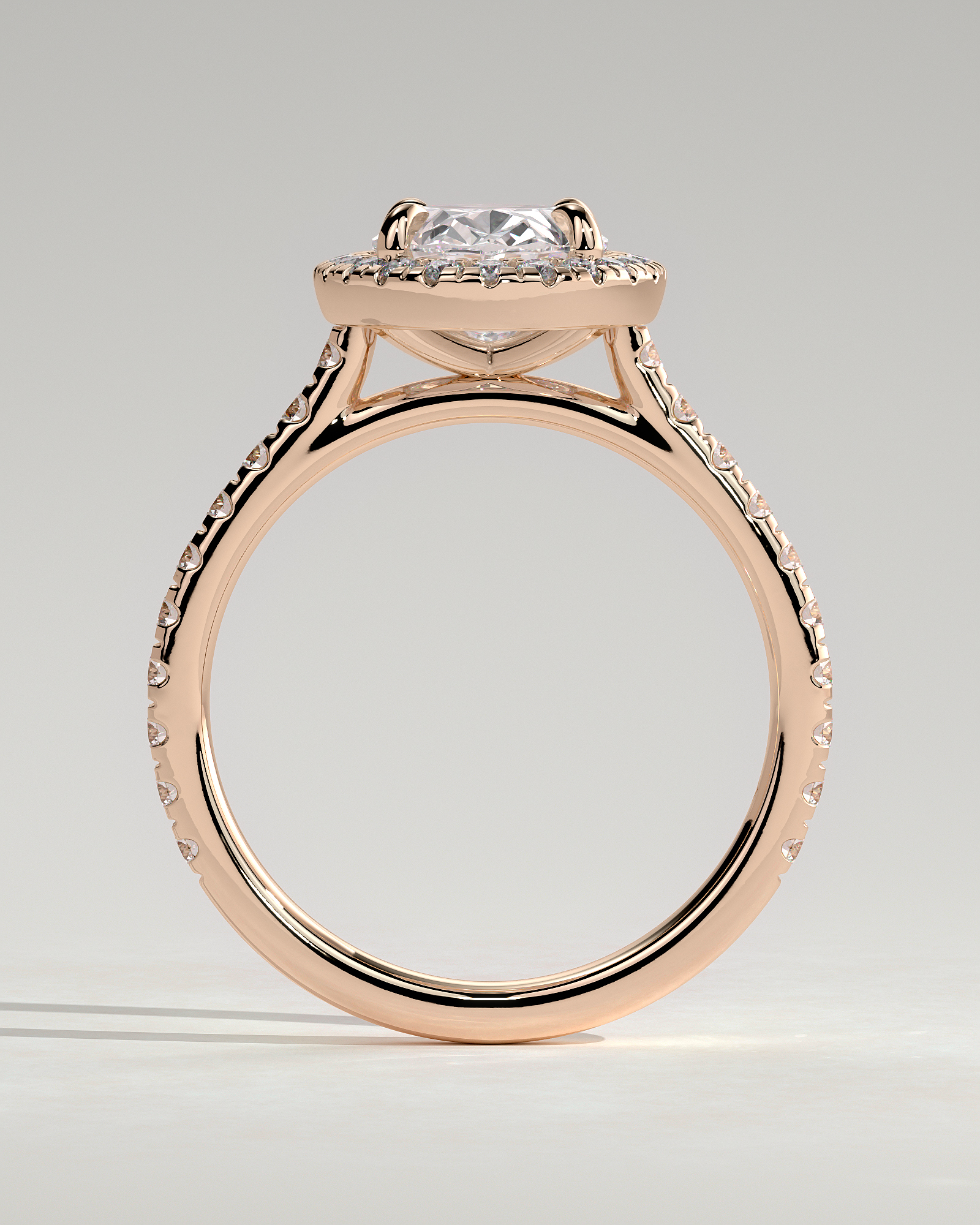 Sally - Oval Halo and Pav - 18k Rose Gold