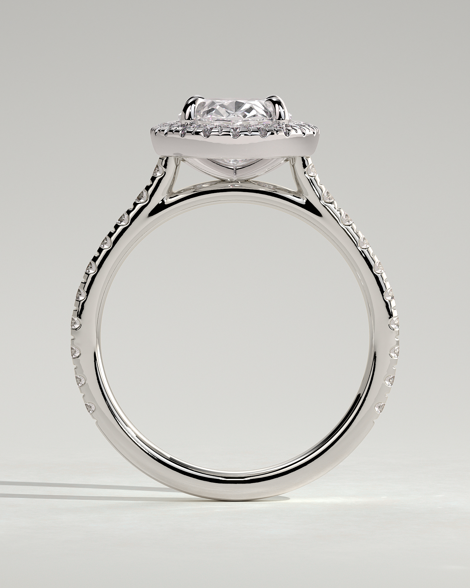 Sally - Oval Halo and Pav - 18k White Gold