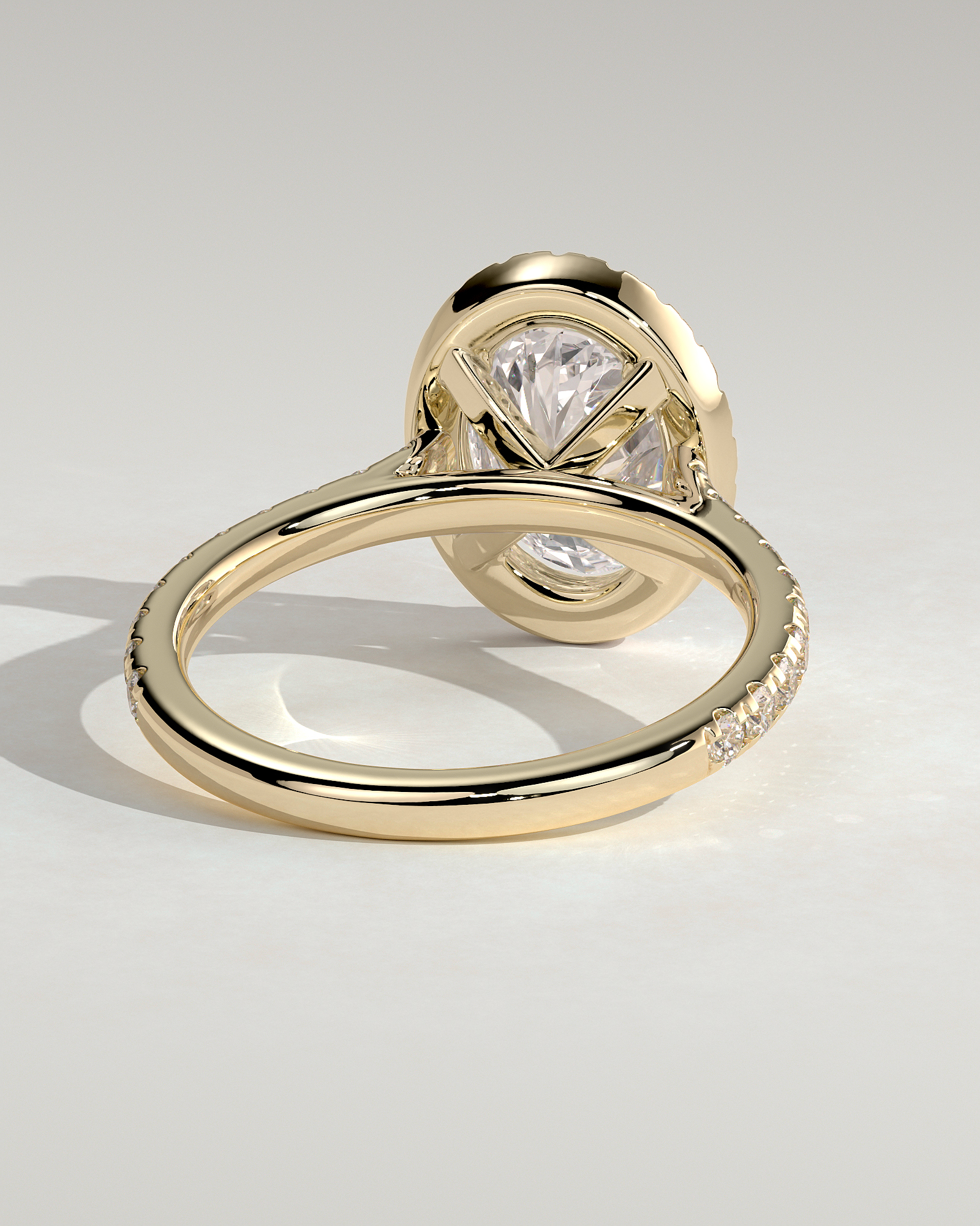 Sally - Oval Halo and Pav - 18k Yellow Gold