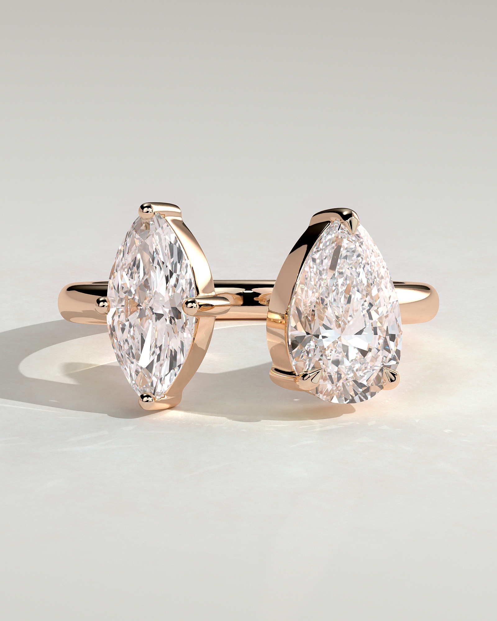 Salma - Pear and Marquise Open Band Toi et Moi - 18k Rose Gold