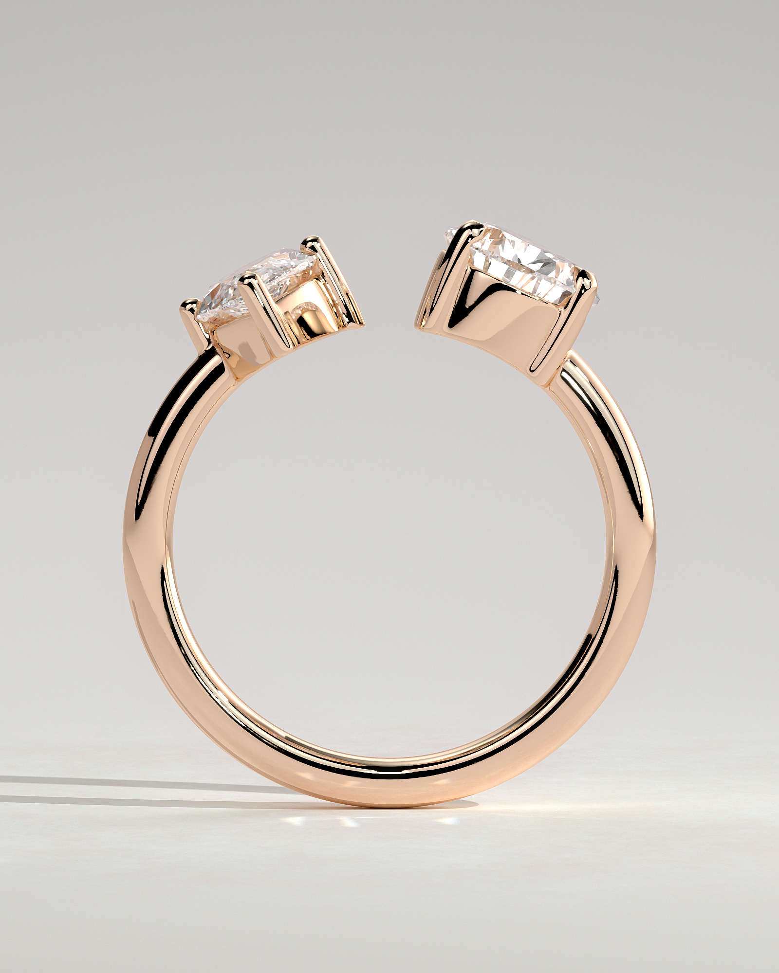 Salma - Pear and Marquise Open Band Toi et Moi - 18k Rose Gold