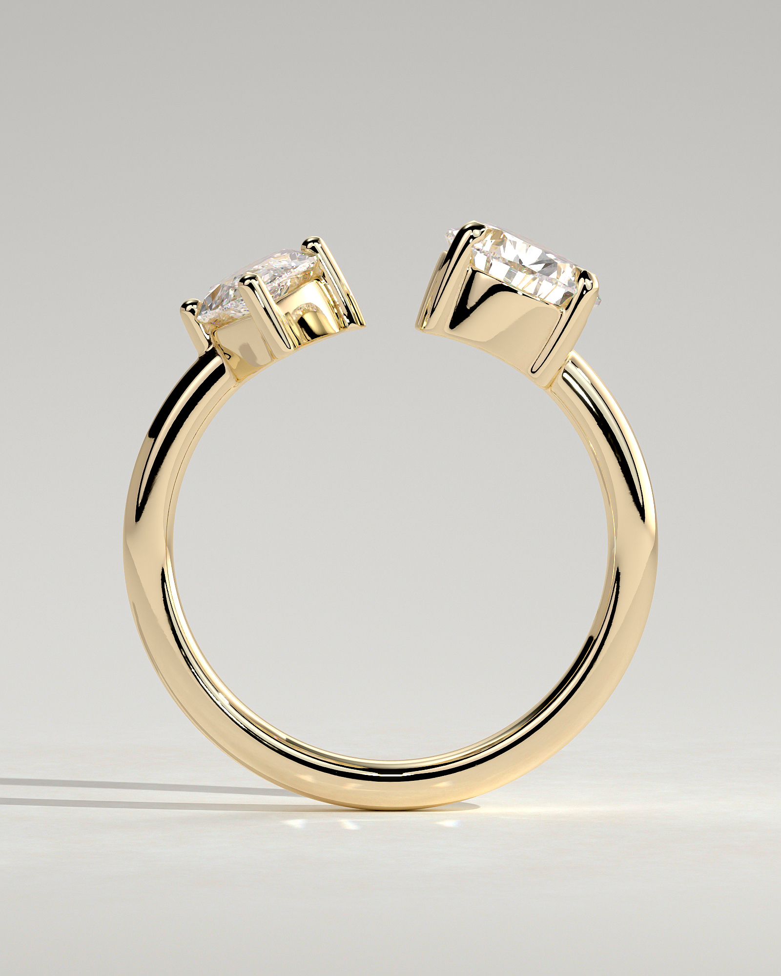 Salma - Pear and Marquise Open Band Toi et Moi - 18k Yellow Gold