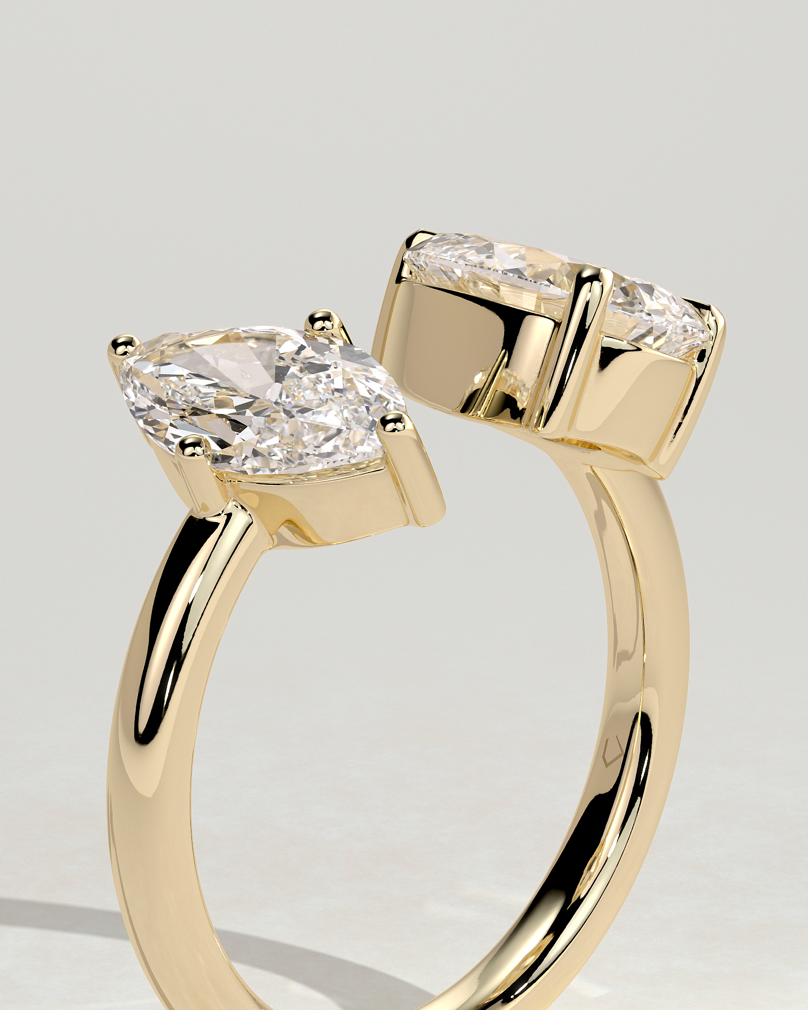 Salma - Pear and Marquise Open Band Toi et Moi - 18k Yellow Gold