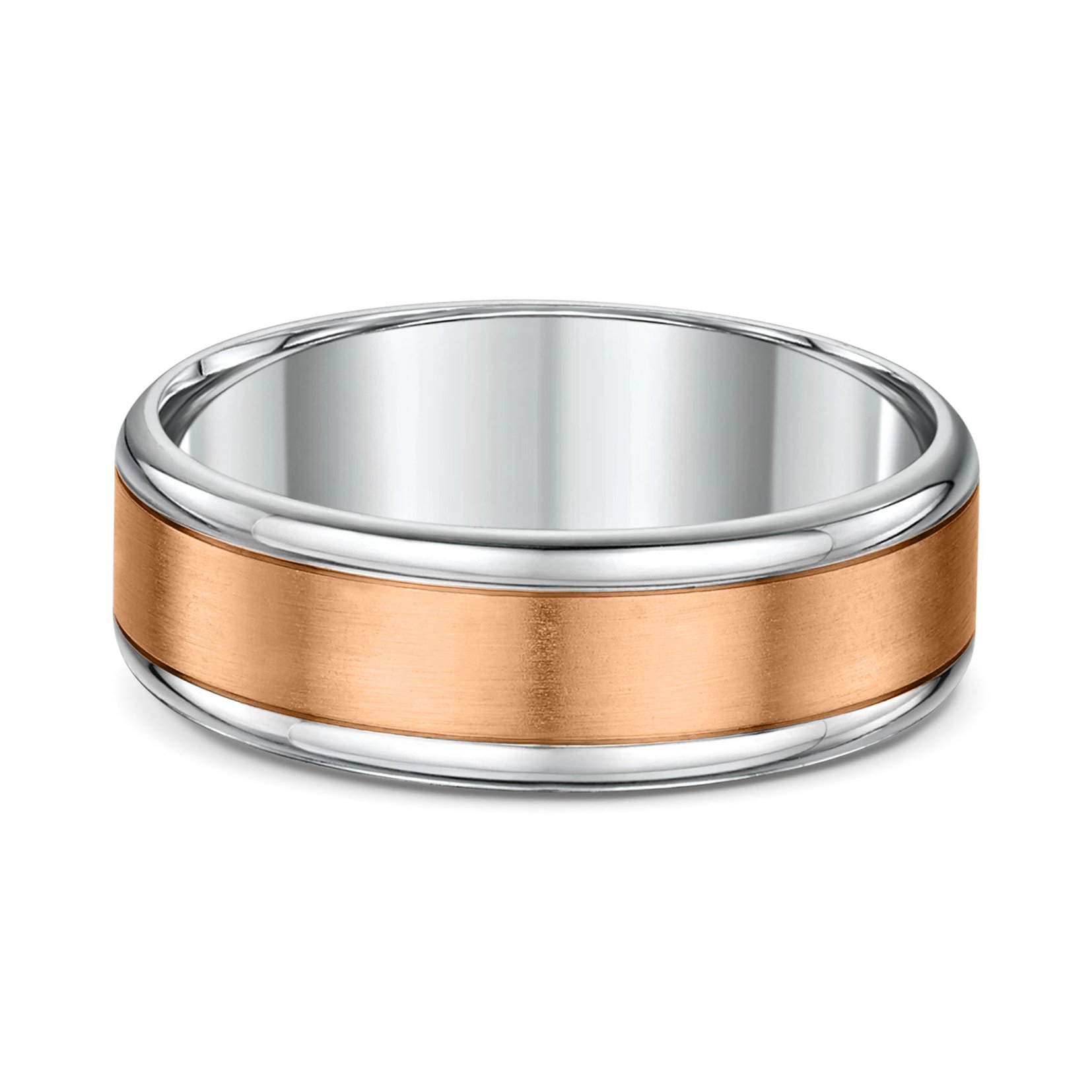 Samuel Mens Wedding Ring - 9k Rose Gold / 9k White Gold
