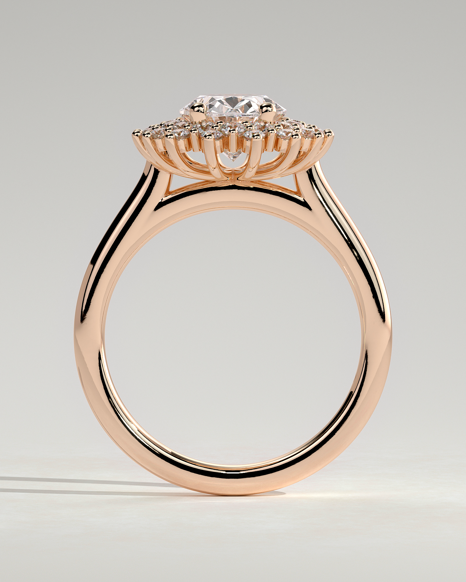 Savannah - Cathedral Oval Halo - 18k Rose Gold