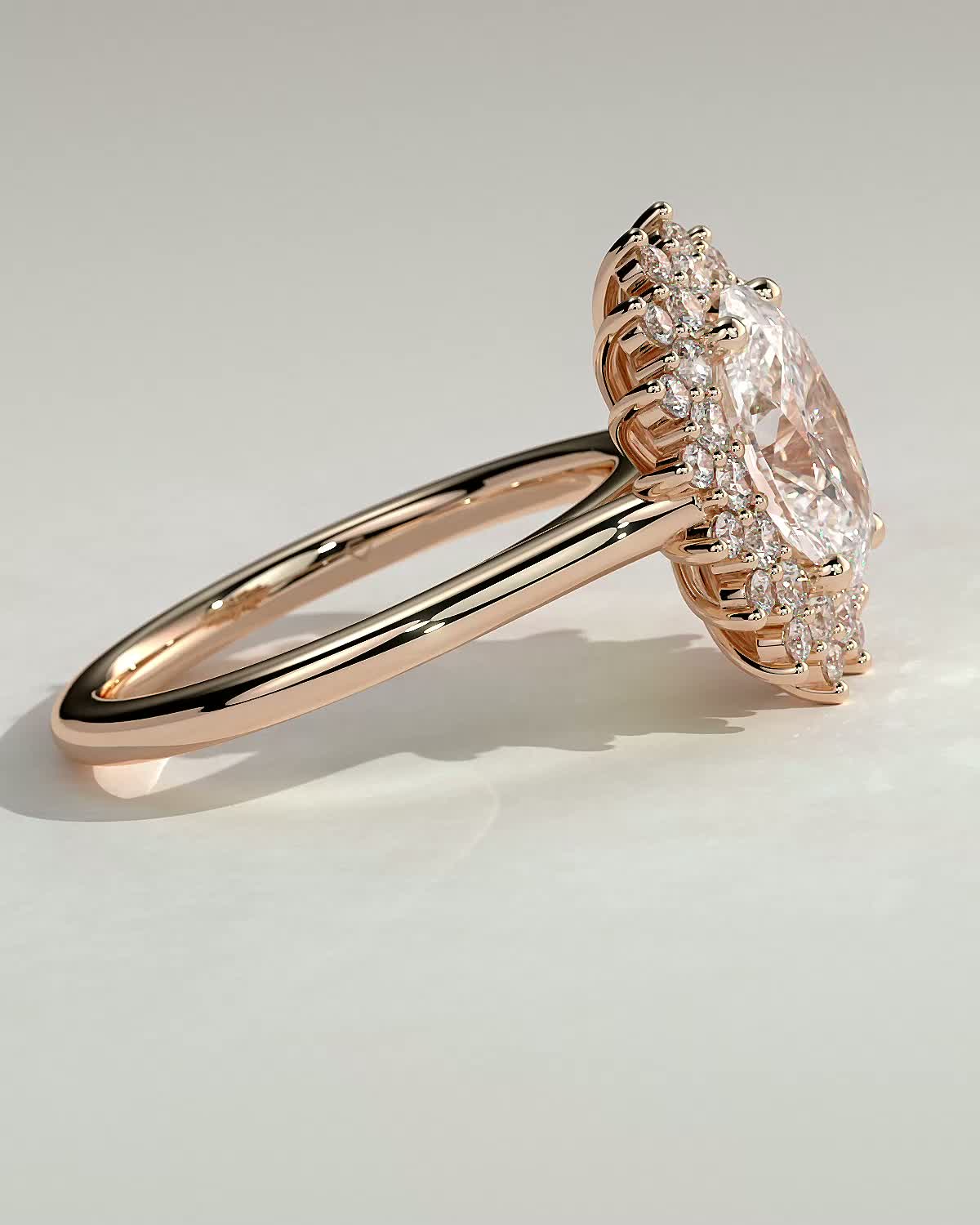 Savannah - Cathedral Oval Halo - 18k Rose Gold