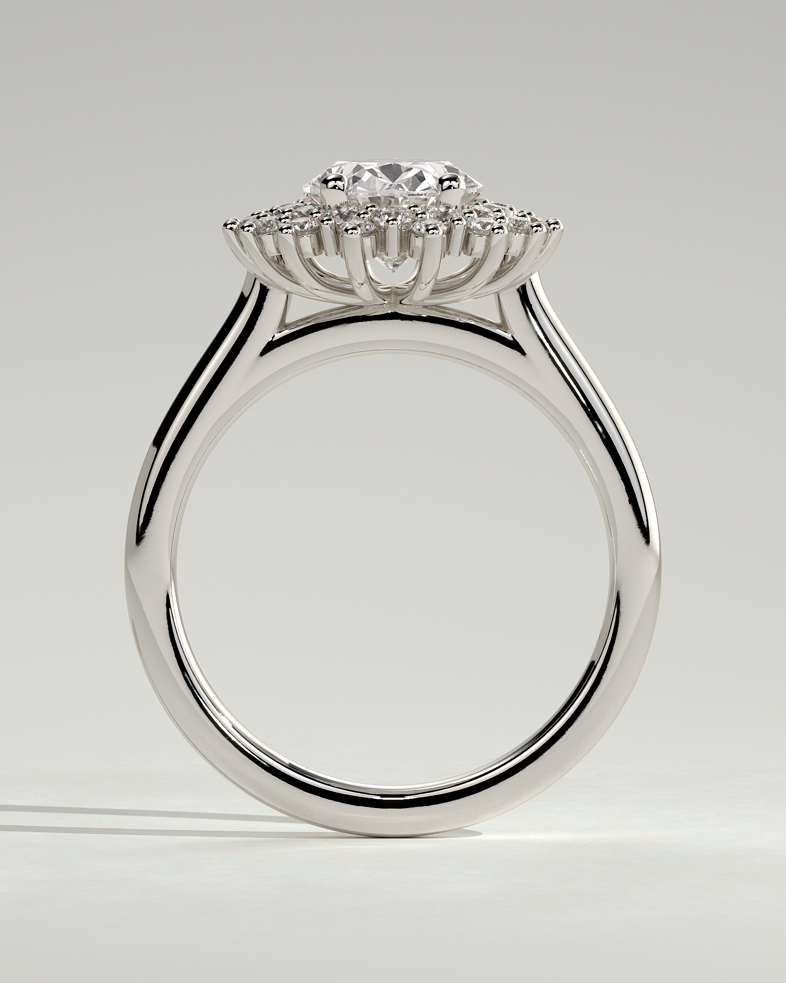 Savannah - Cathedral Oval Halo - 18k White Gold
