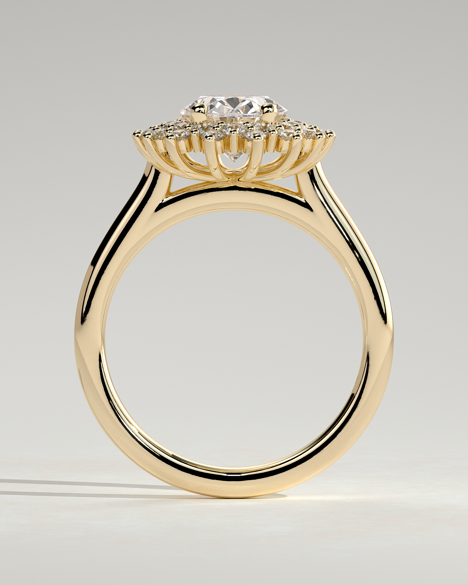 Savannah - Cathedral Oval Halo - 18k Yellow Gold