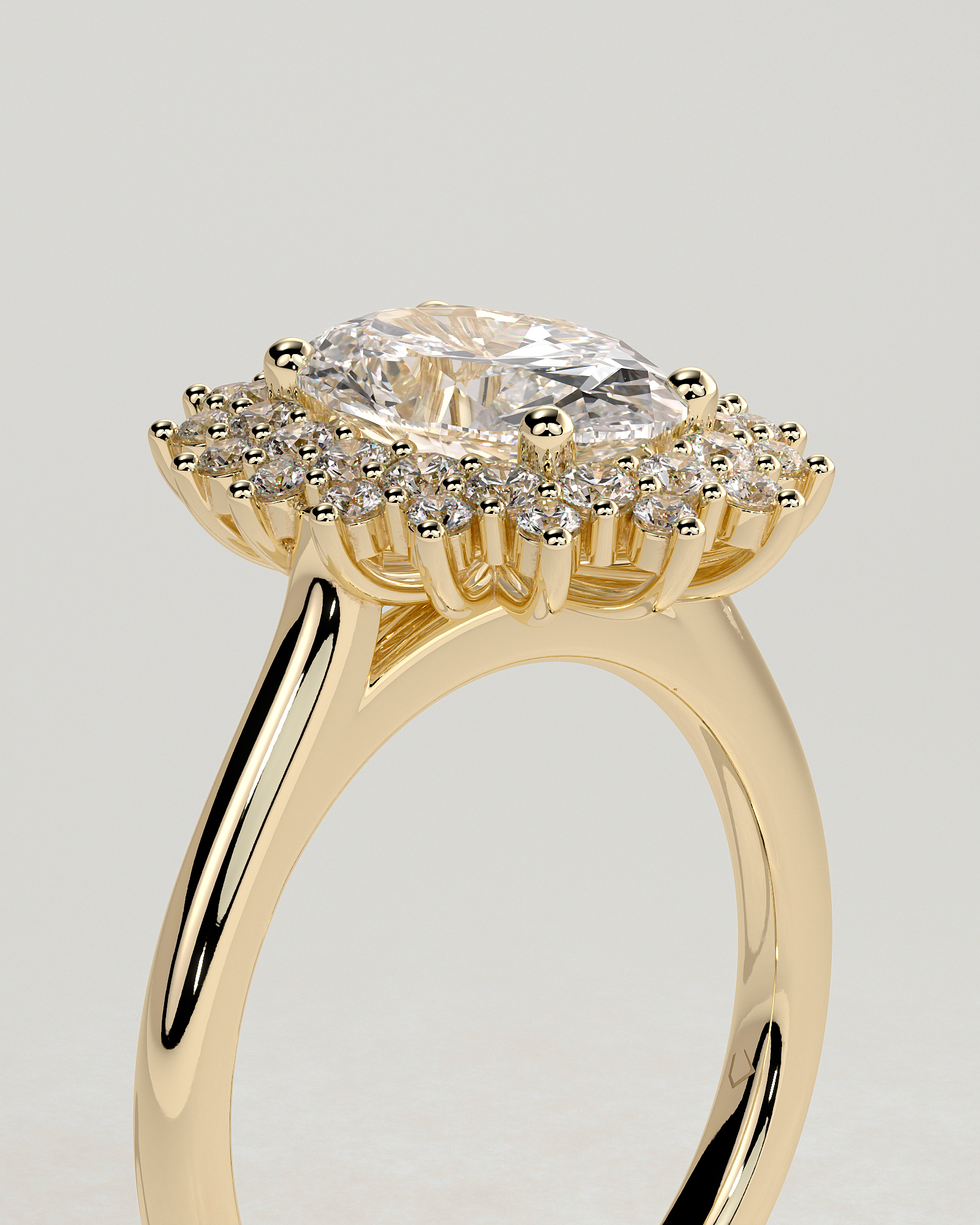 Savannah - Cathedral Oval Halo - 18k Yellow Gold