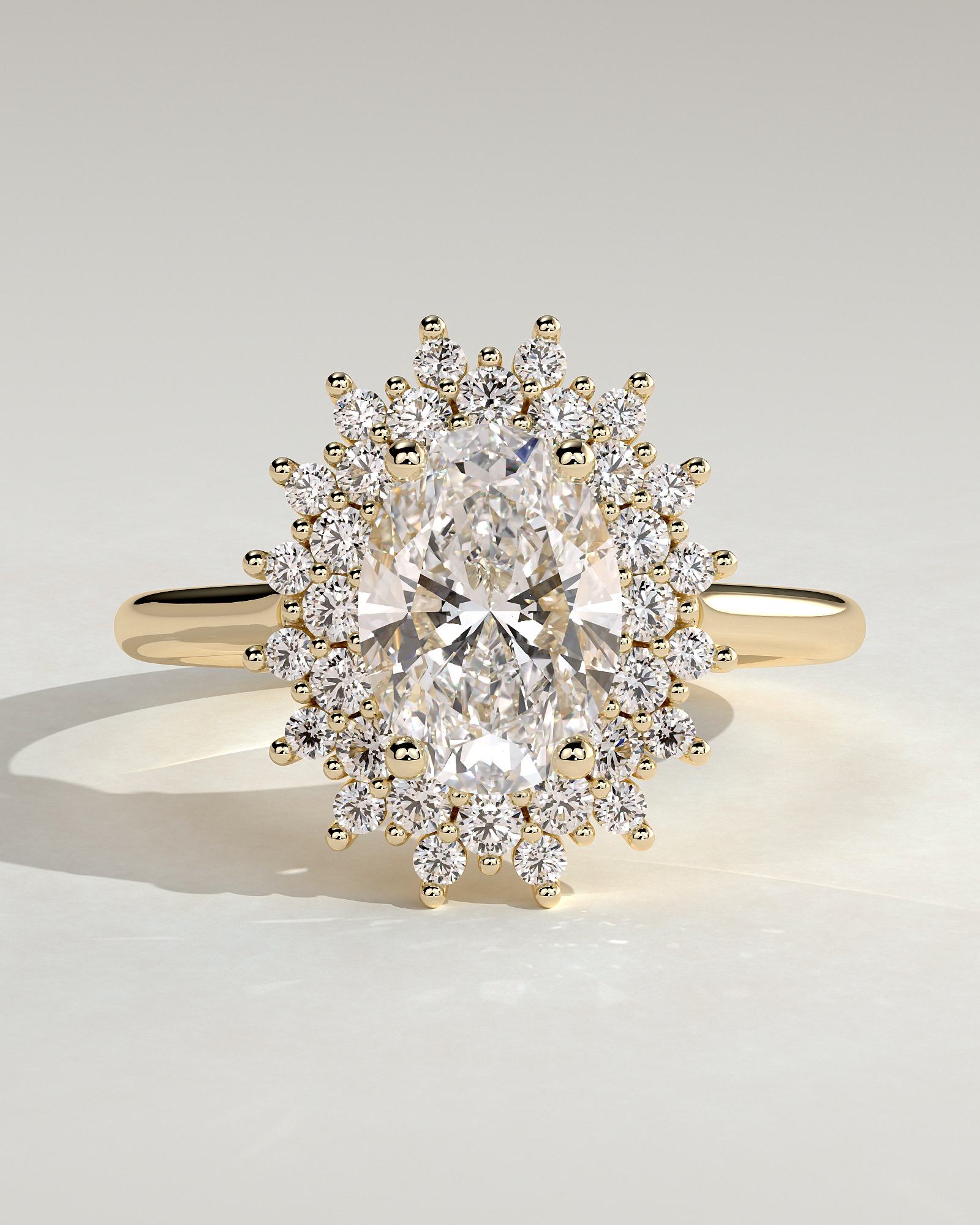 Savannah - Cathedral Oval Halo - 18k Yellow Gold