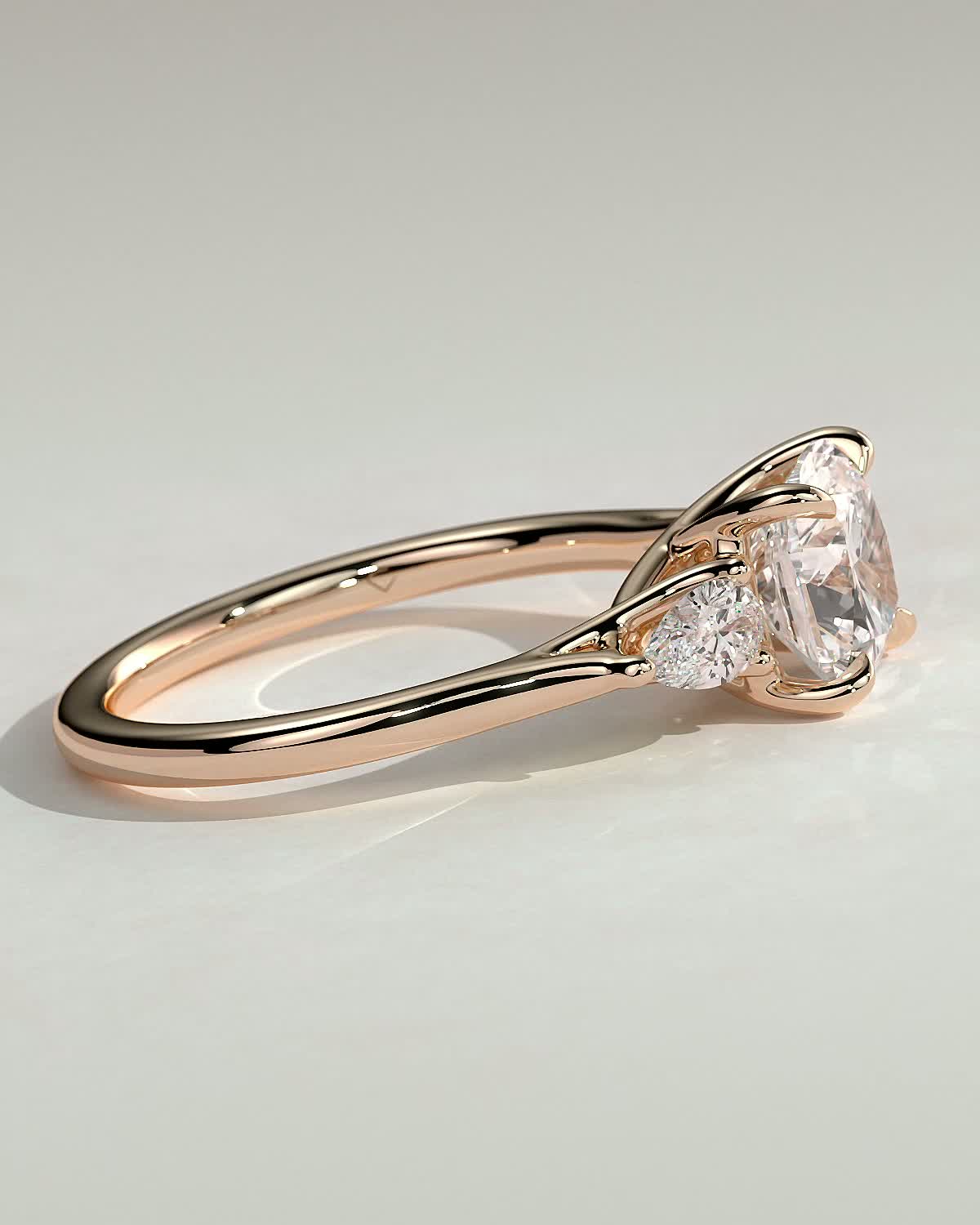 Selena - Trellis Set Cushion Trilogy - 18k Rose Gold