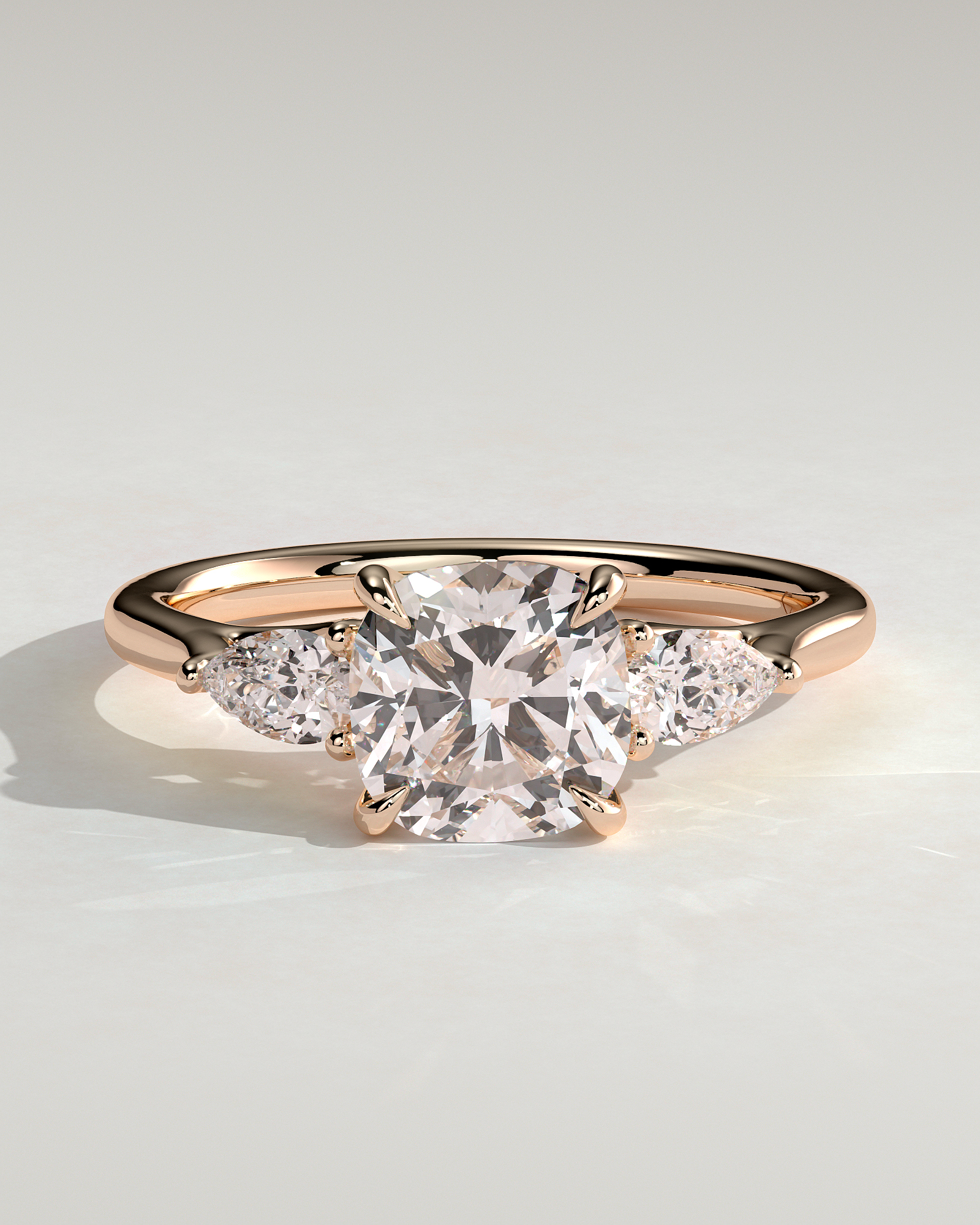 Selena - Trellis Set Cushion Trilogy - 18k Rose Gold