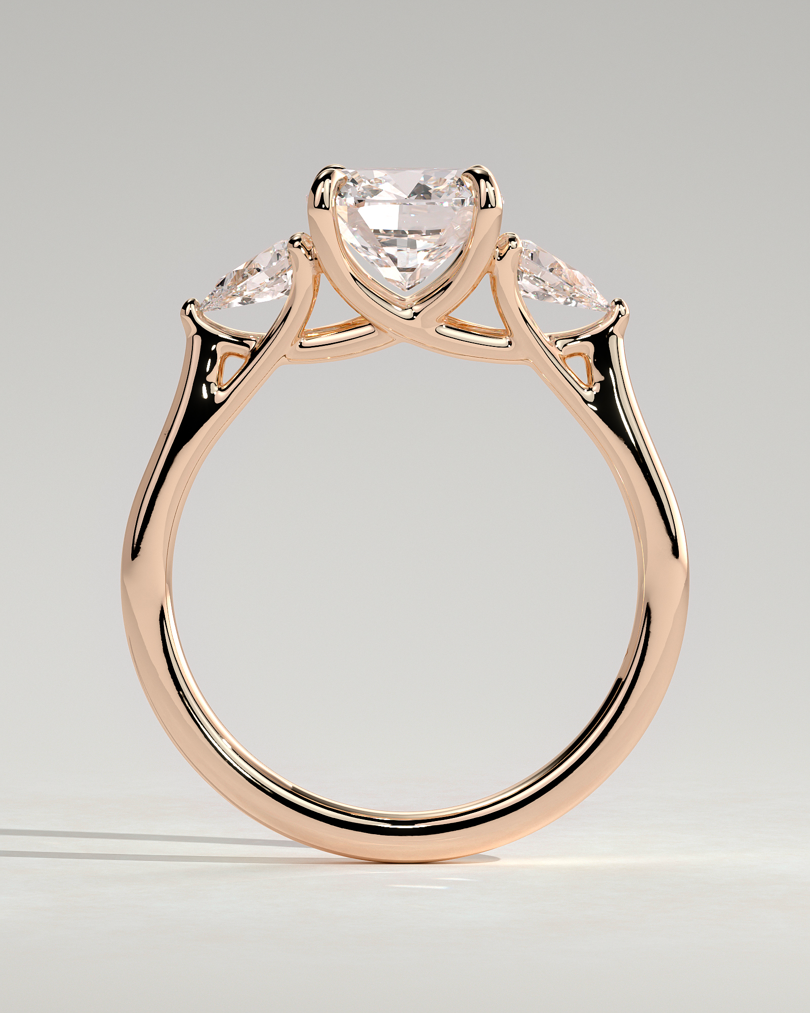 Selena - Trellis Set Cushion Trilogy - 18k Rose Gold