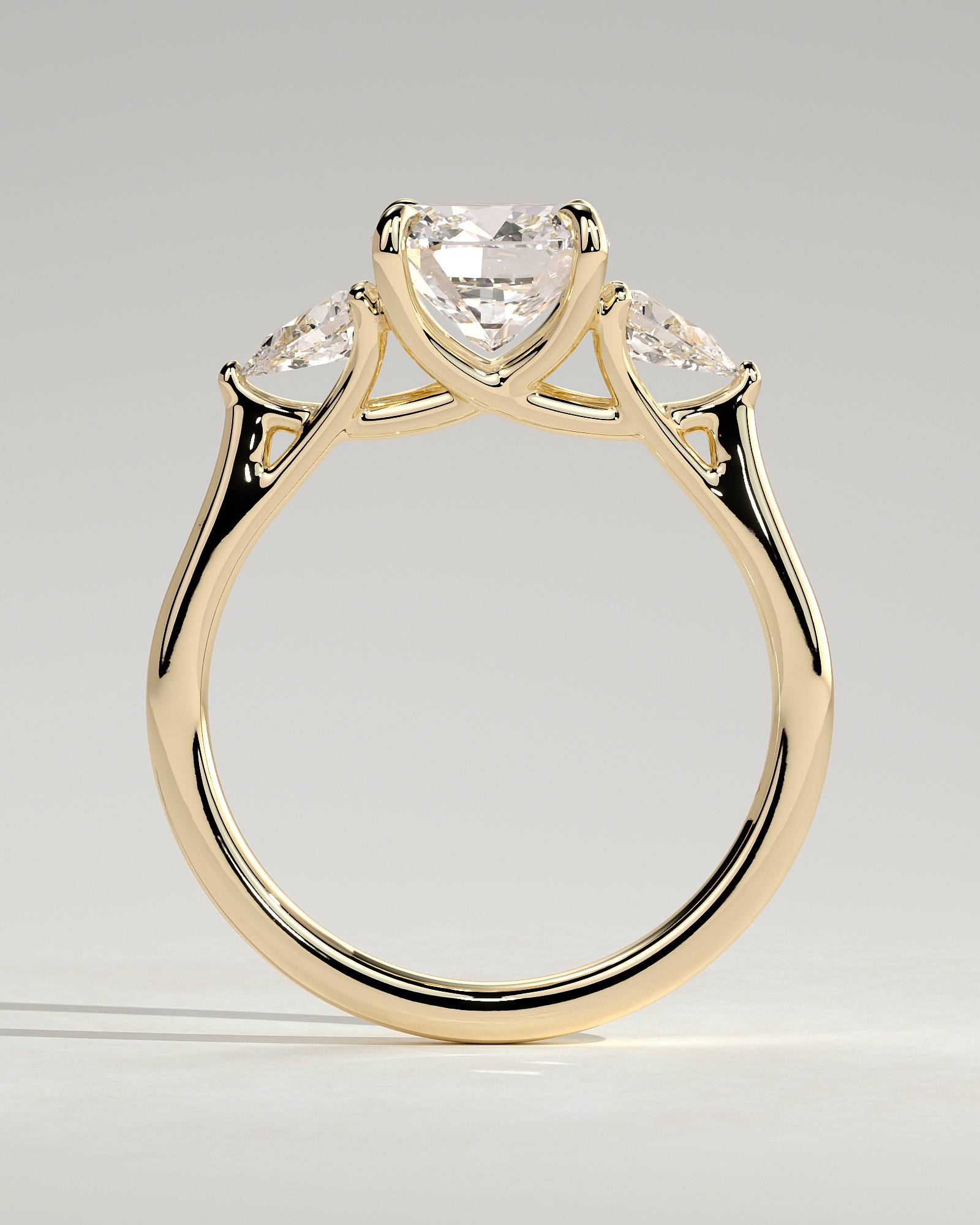 Selena - Trellis Set Cushion Trilogy - 18k Yellow Gold