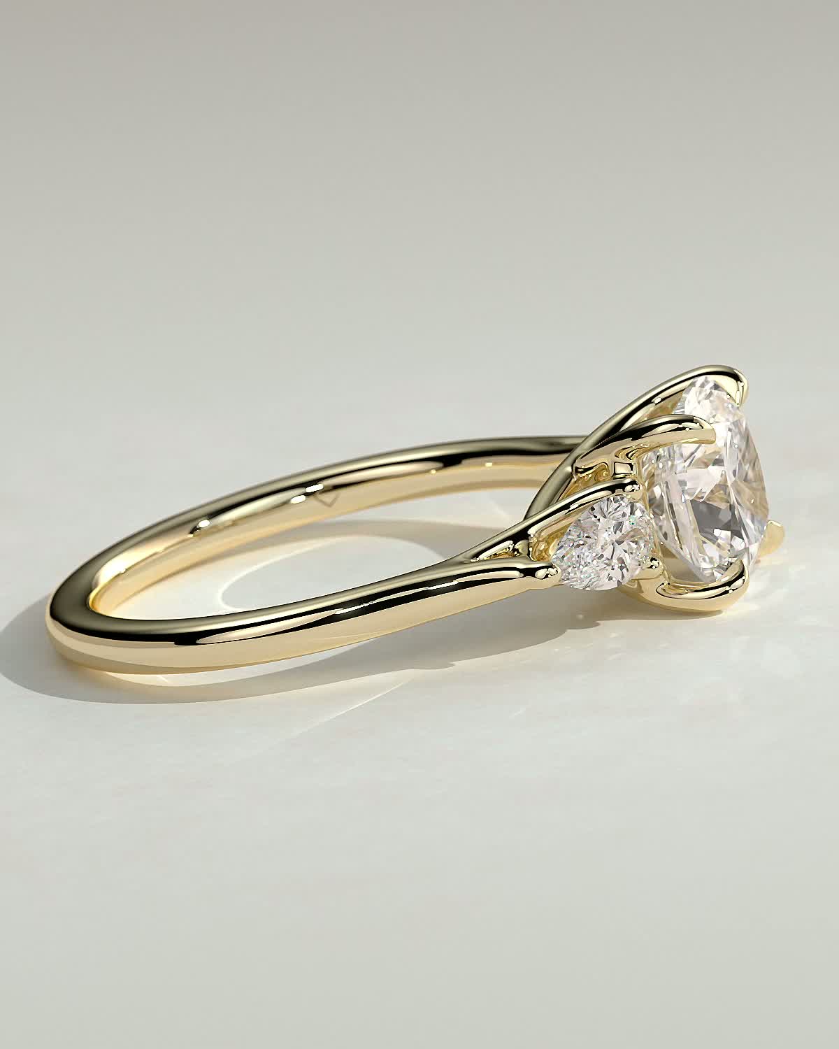 Selena - Trellis Set Cushion Trilogy - 18k Yellow Gold