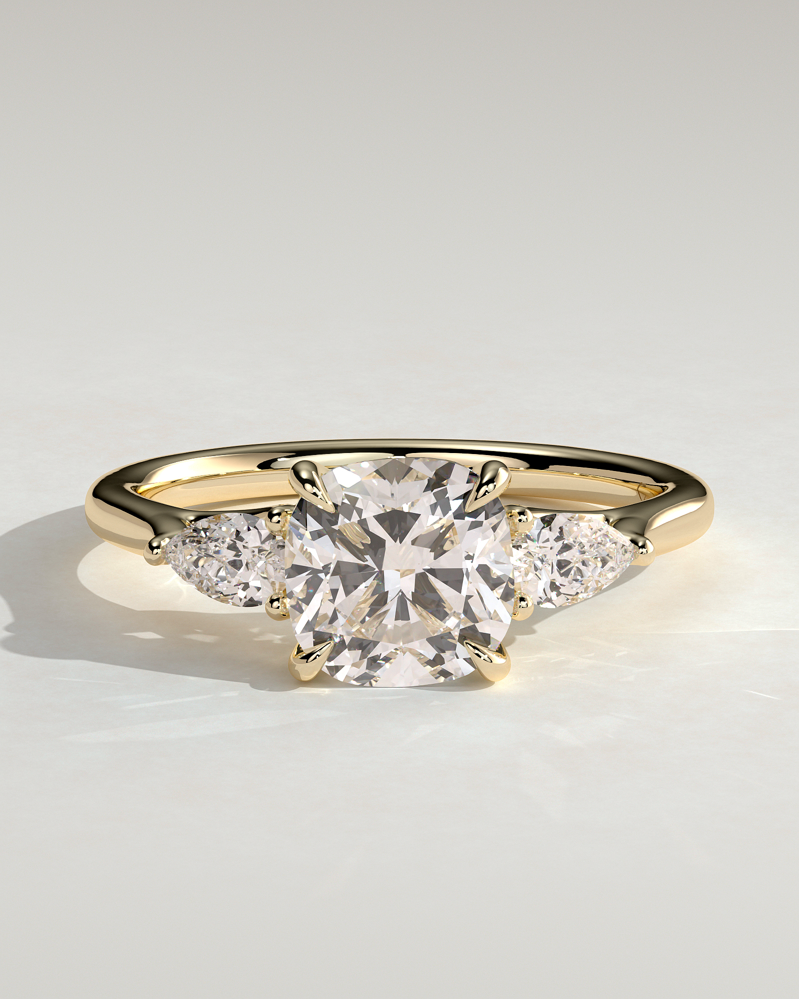 Selena - Trellis Set Cushion Trilogy - 18k Yellow Gold