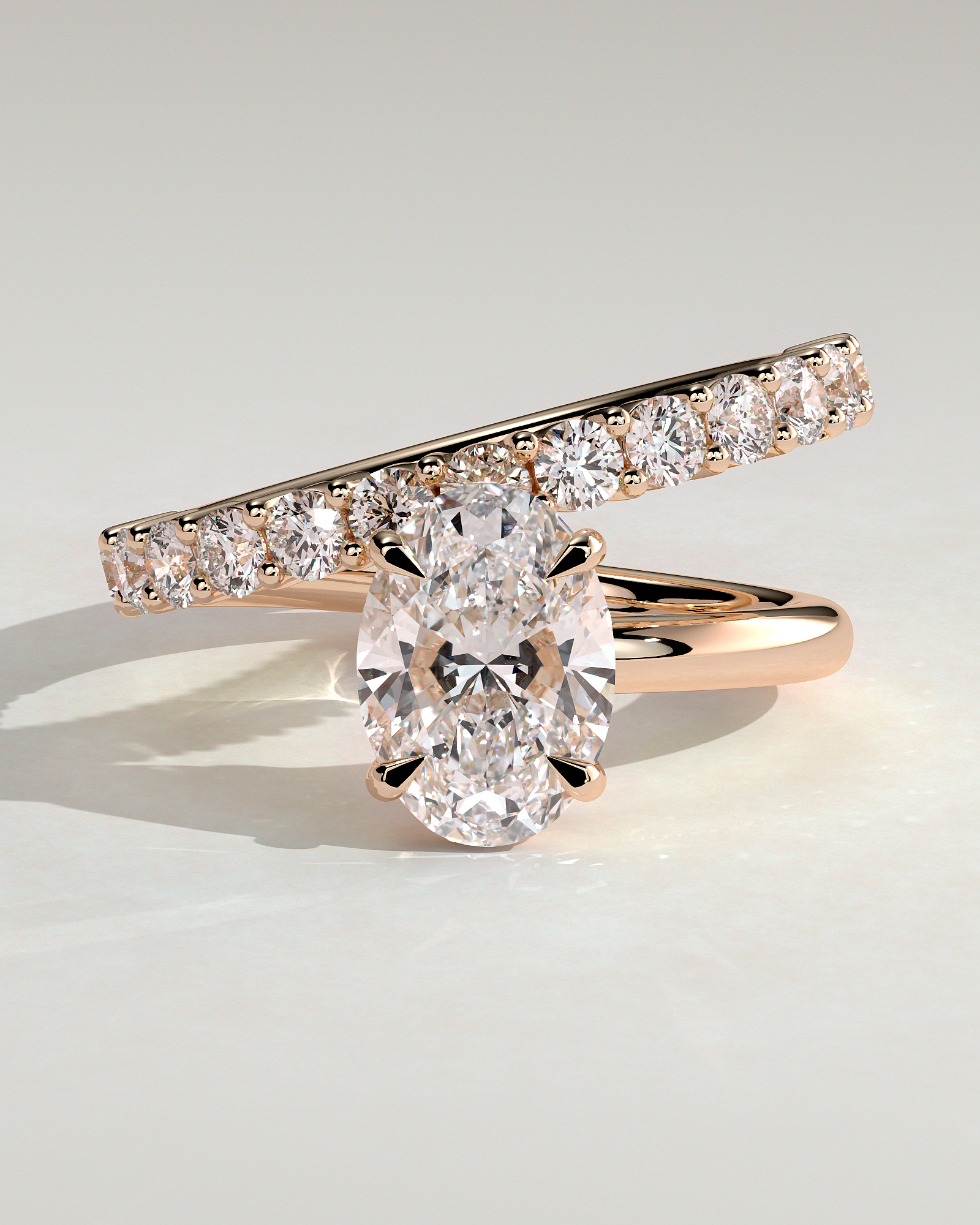 Sevela - Oval Solitaire Wrap Ring - 18k Rose Gold