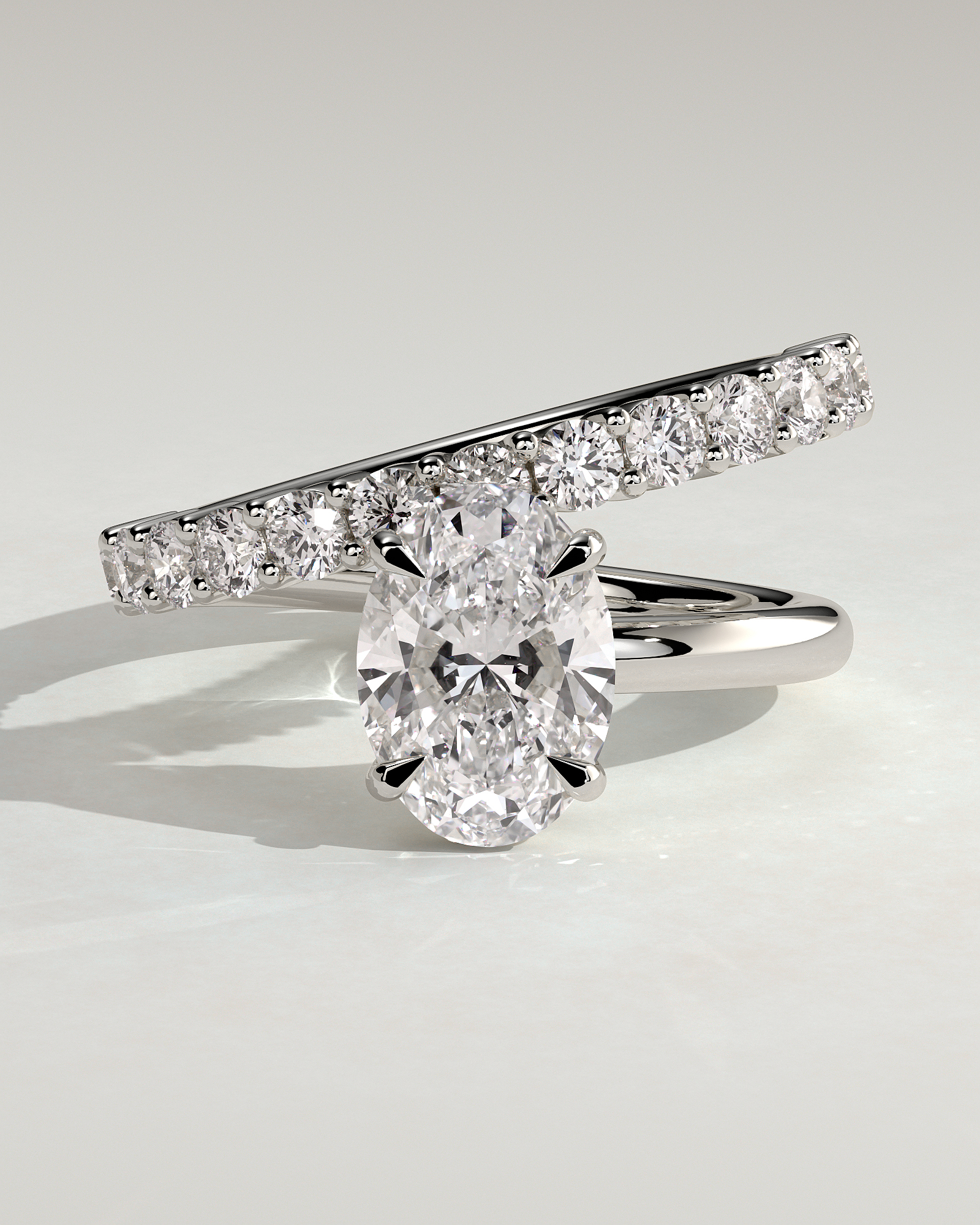 Sevela - Oval Solitaire Wrap Ring - 18k White Gold