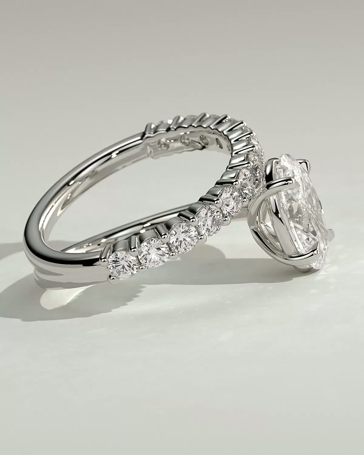 Sevela - Oval Solitaire Wrap Ring - 18k White Gold