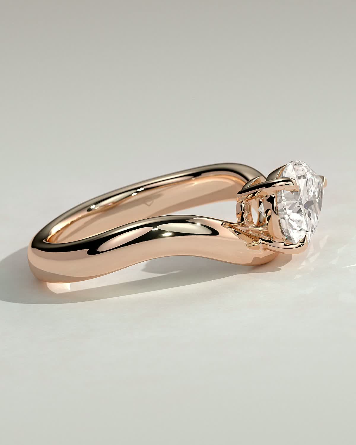 Shai - Pear Solitaire with Twist Band - 18k Rose Gold