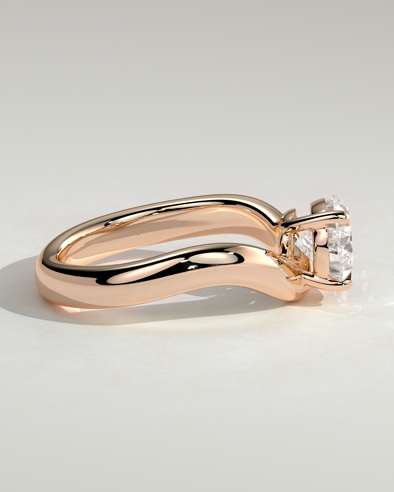 Shai - Pear Solitaire with Twist Band - 18k Rose Gold