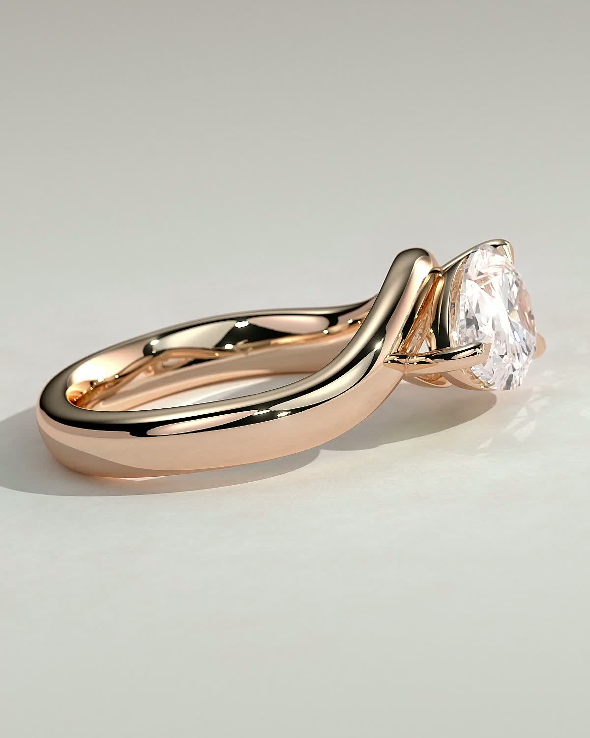 Shai - Pear Solitaire with Twist Band - 18k Rose Gold