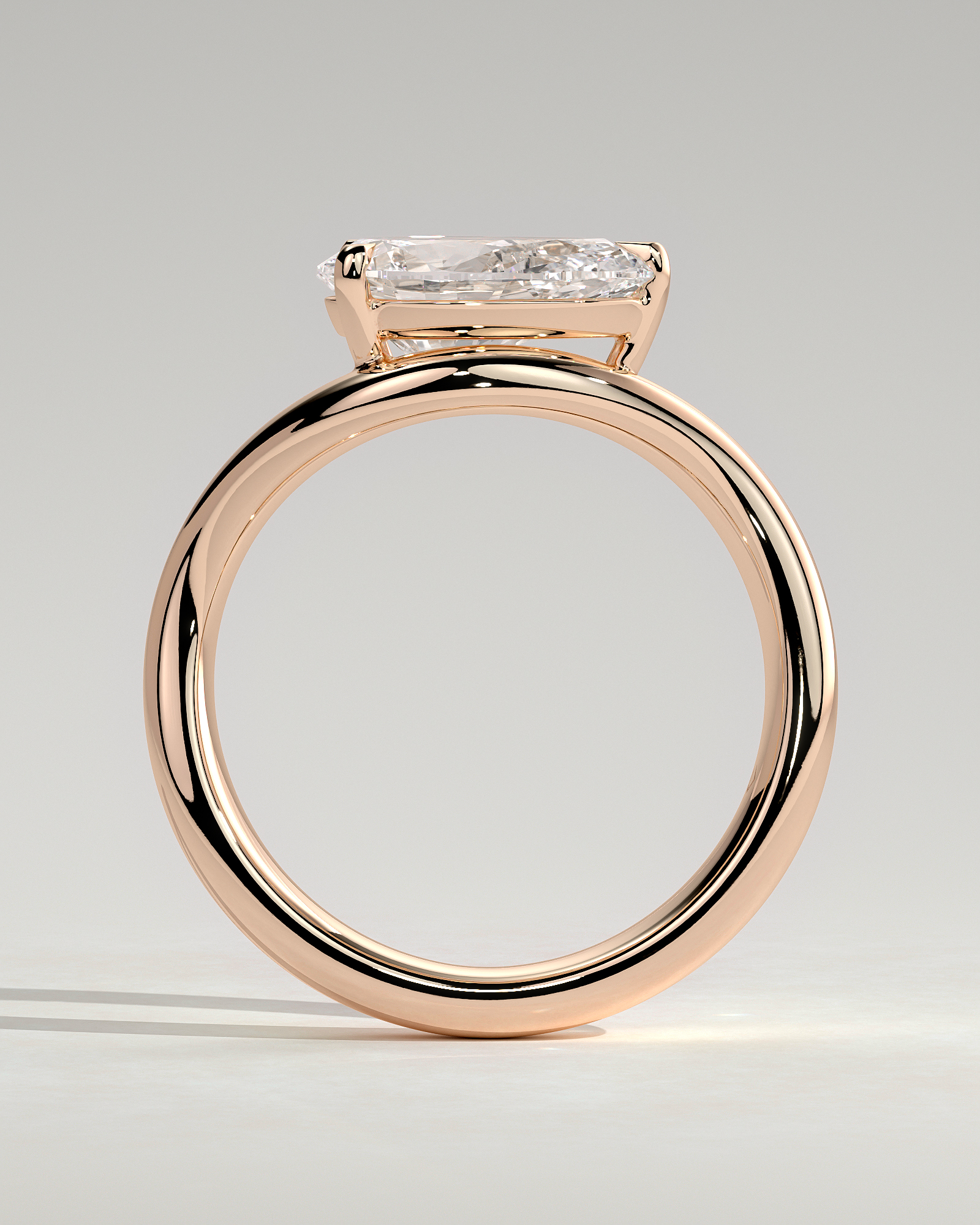 Shai - Pear Solitaire with Twist Band - 18k Rose Gold