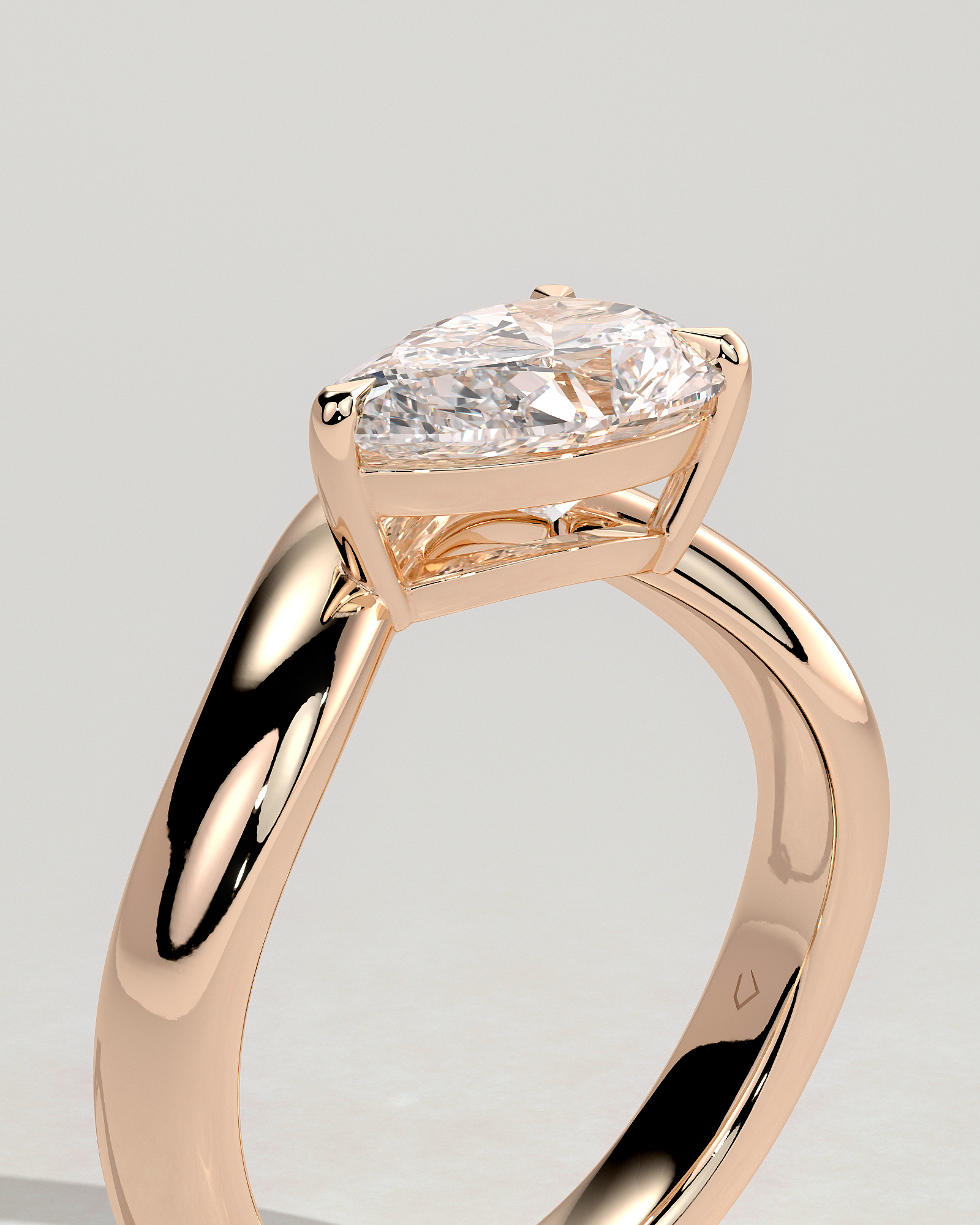Shai - Pear Solitaire with Twist Band - 18k Rose Gold