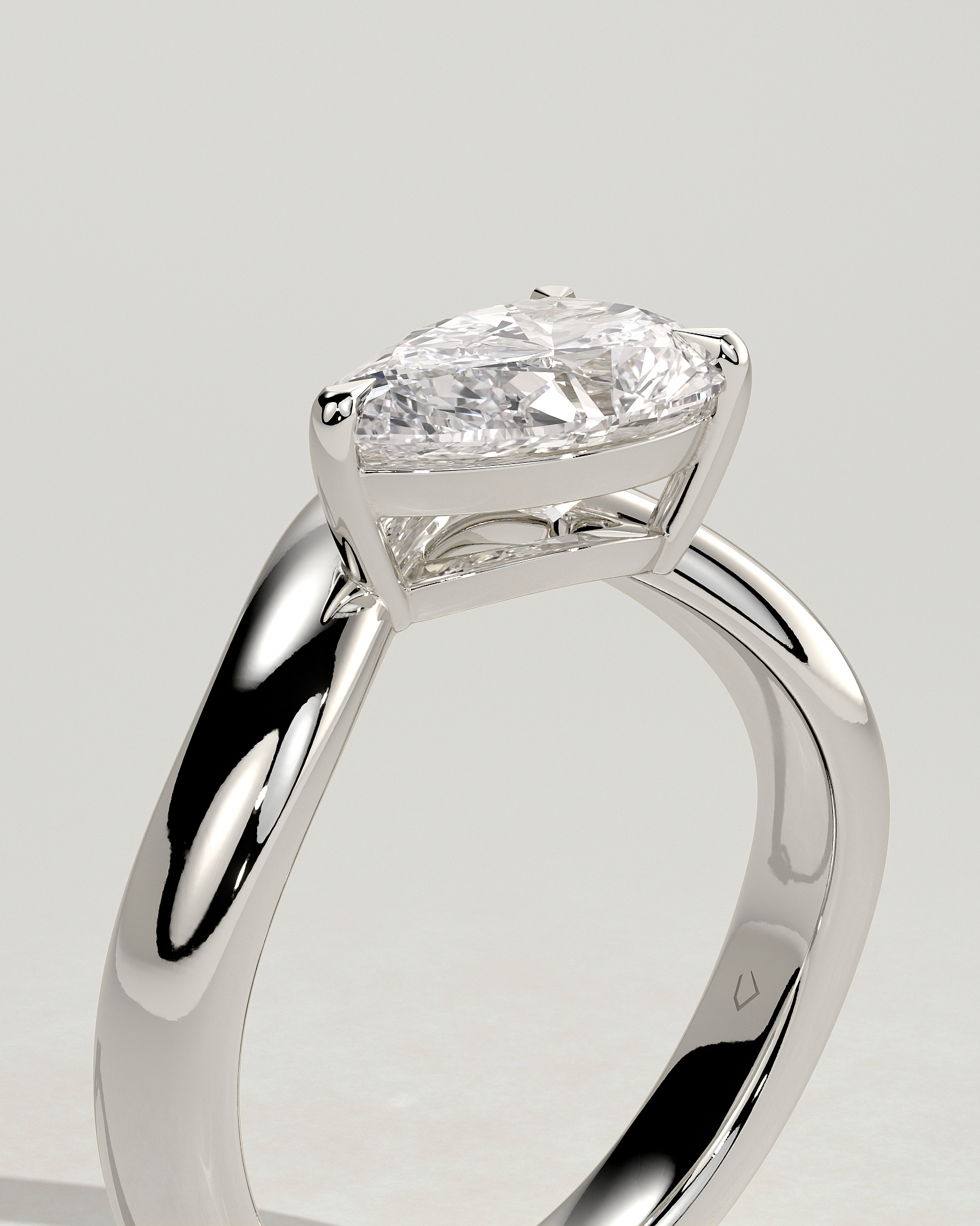 Shai - Pear Solitaire with Twist Band - 18k White Gold