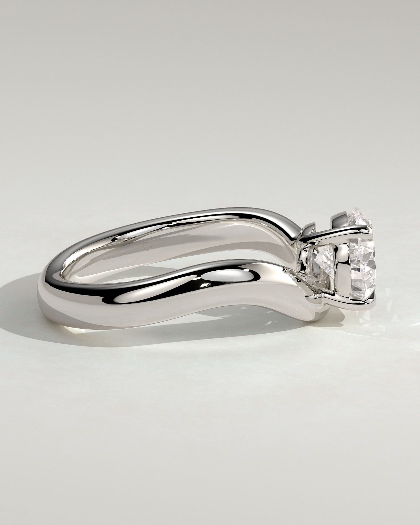 Shai - Pear Solitaire with Twist Band - 18k White Gold