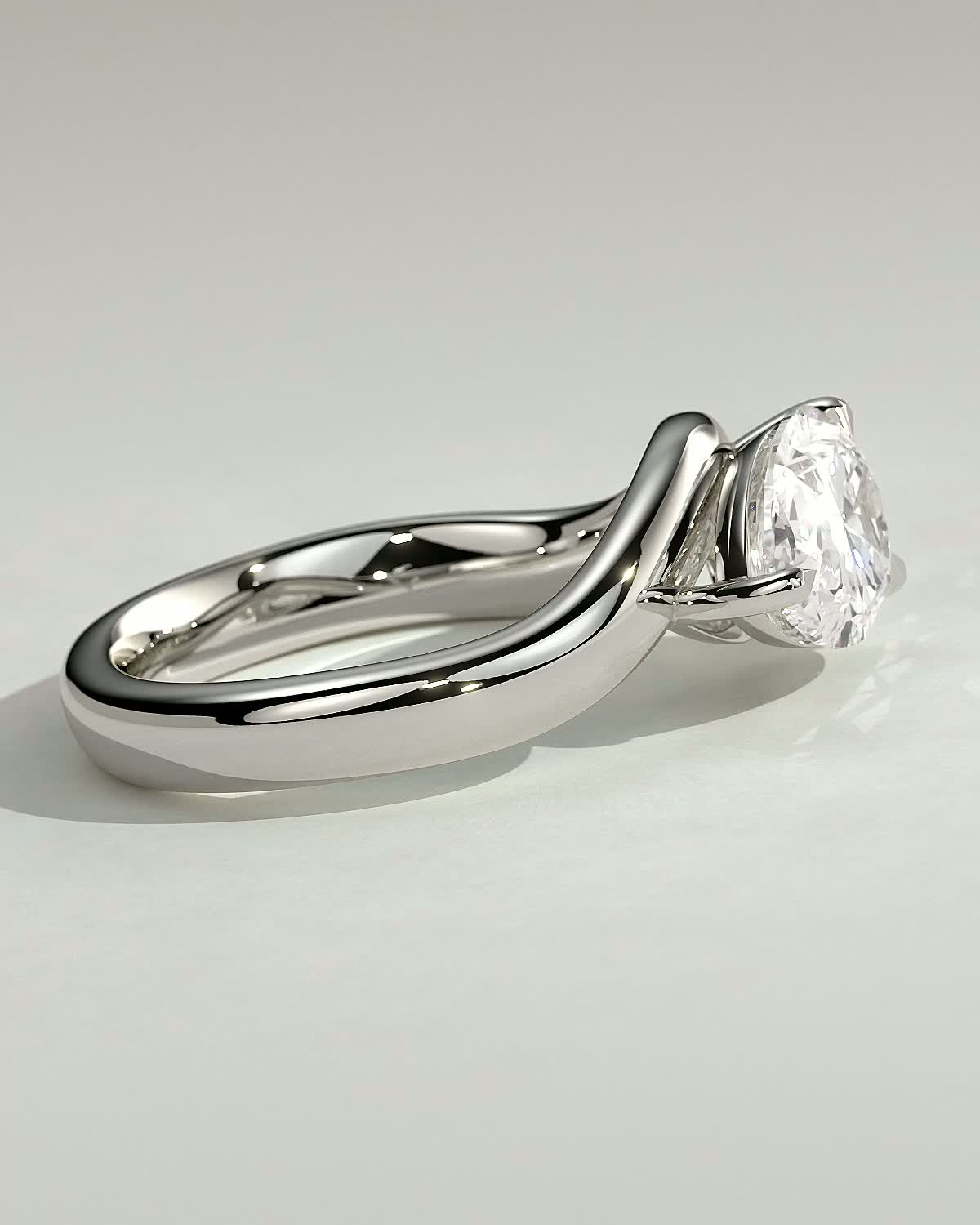 Shai - Pear Solitaire with Twist Band - 18k White Gold