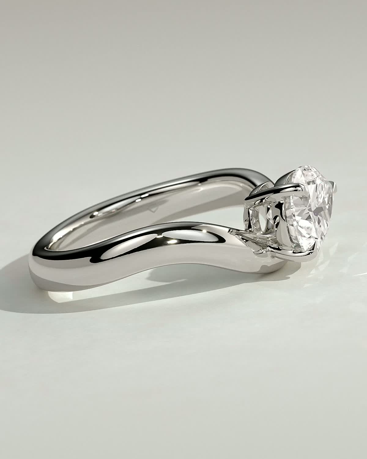 Shai - Pear Solitaire with Twist Band - 18k White Gold