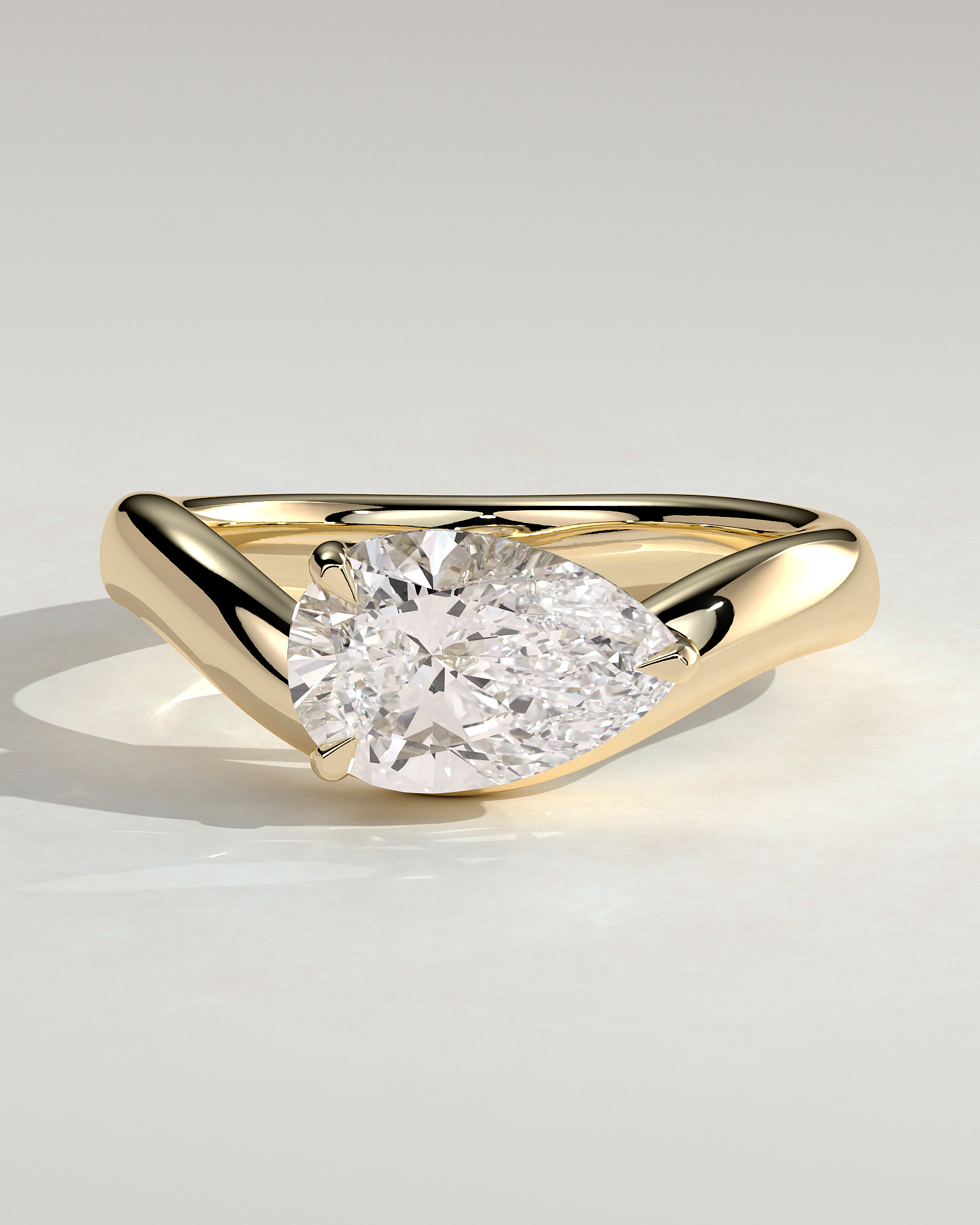 Shai - Pear Solitaire with Twist Band - 18k Yellow Gold