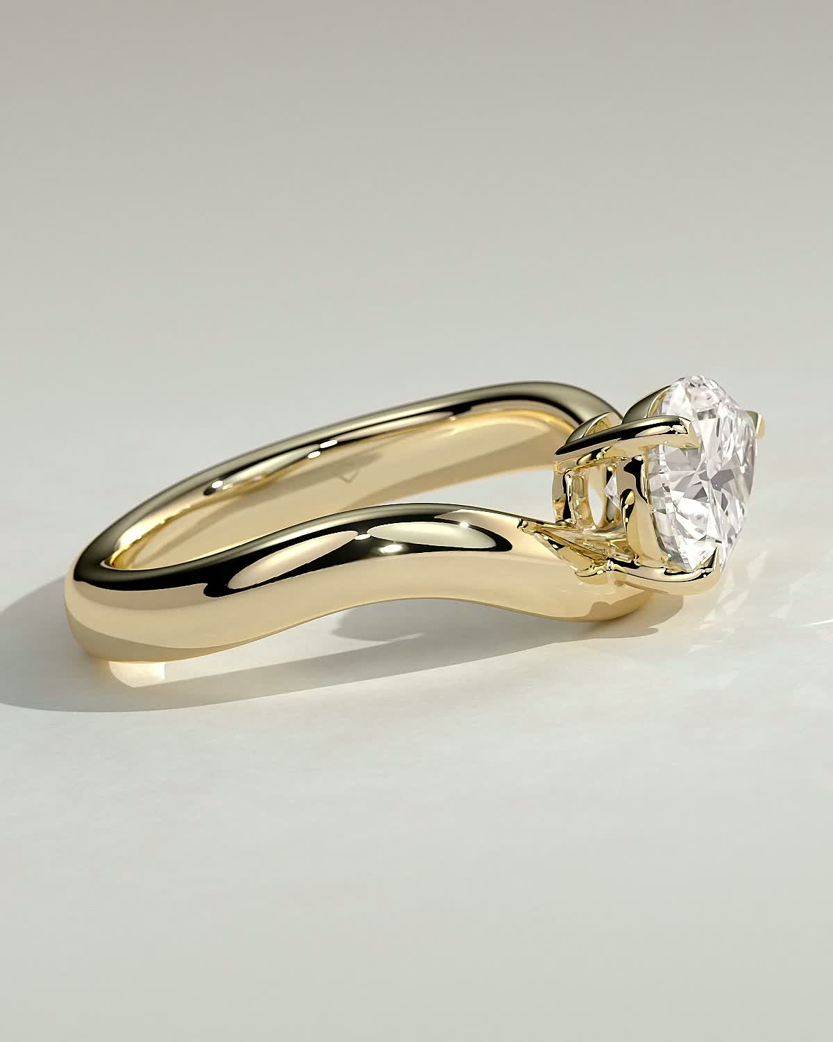 Shai - Pear Solitaire with Twist Band - 18k Yellow Gold