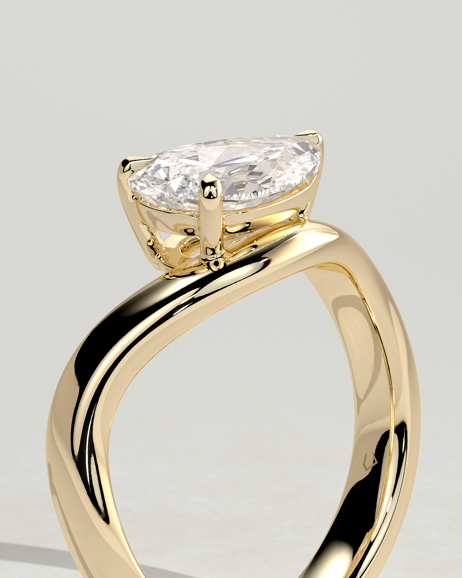 Shai - Pear Solitaire with Twist Band - 18k Yellow Gold