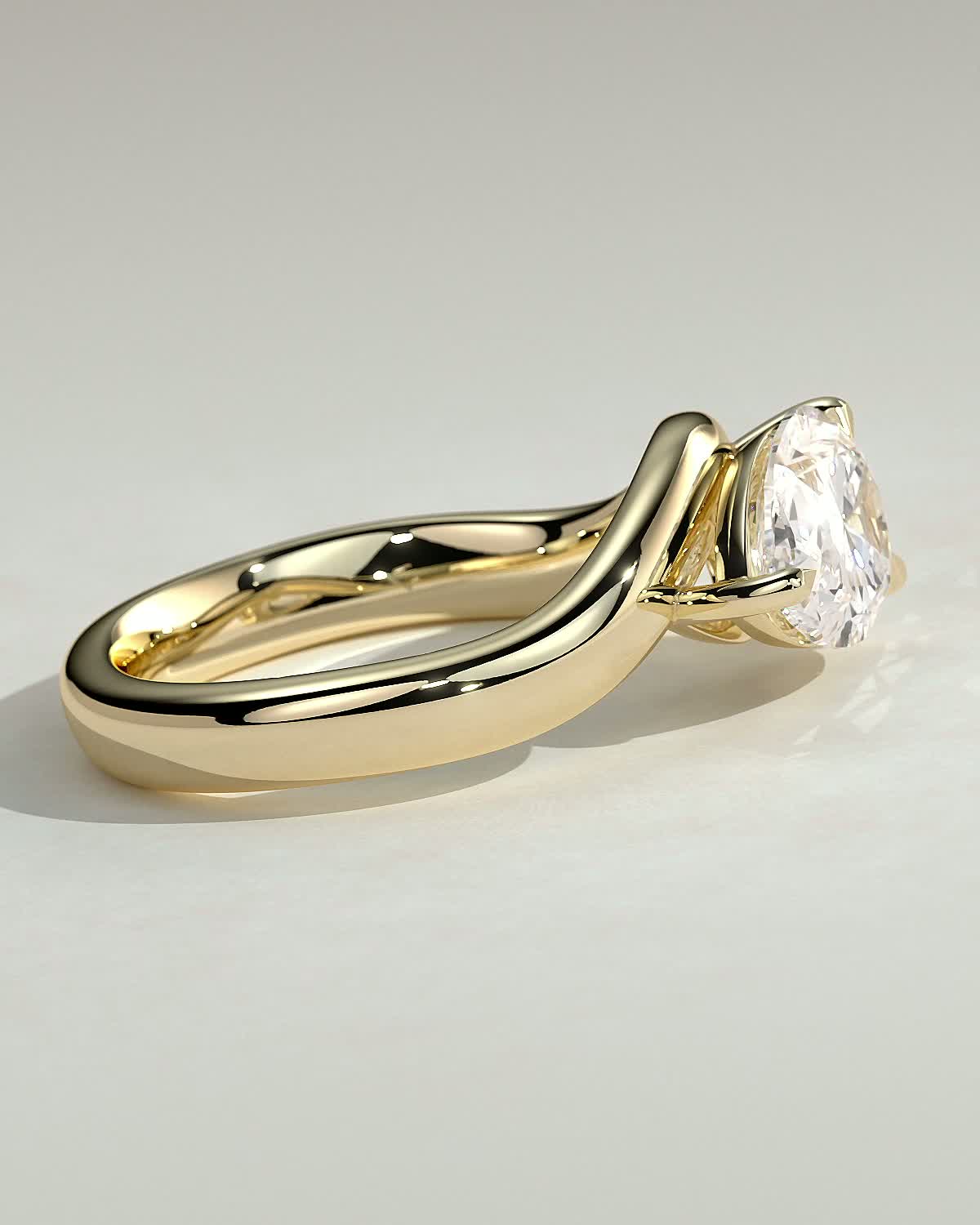 Shai - Pear Solitaire with Twist Band - 18k Yellow Gold