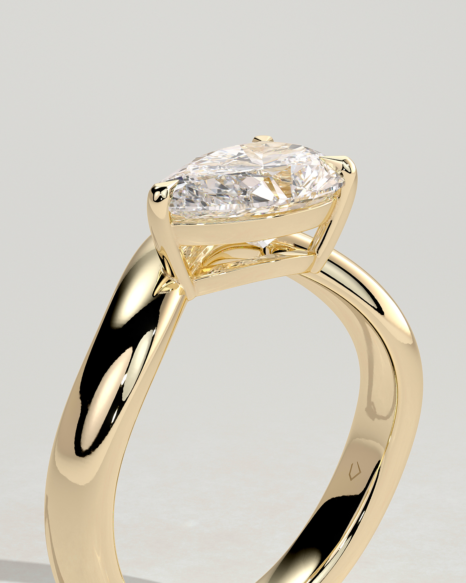 Shai - Pear Solitaire with Twist Band - 18k Yellow Gold