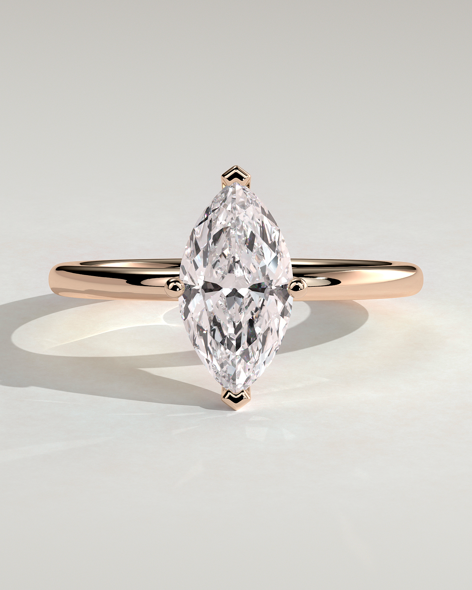 Sherry - V Claw Marquise Solitaire - 18k Rose Gold