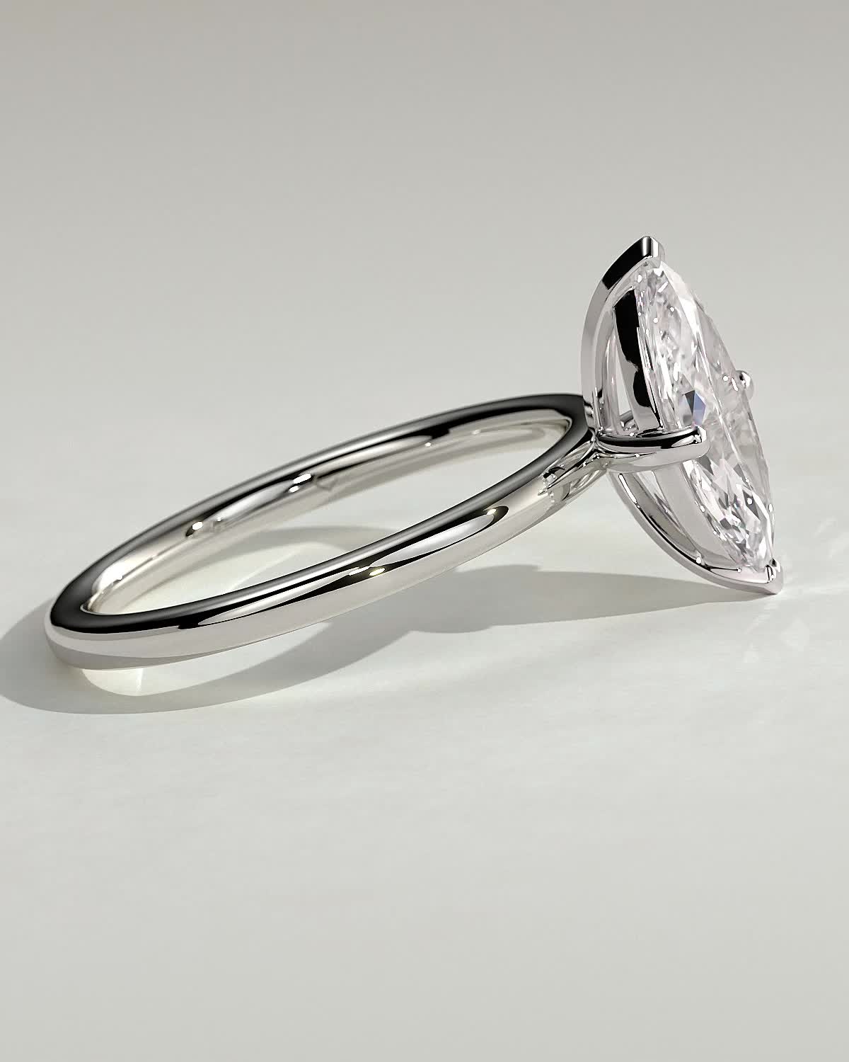 Sherry - V Claw Marquise Solitaire - 18k White Gold