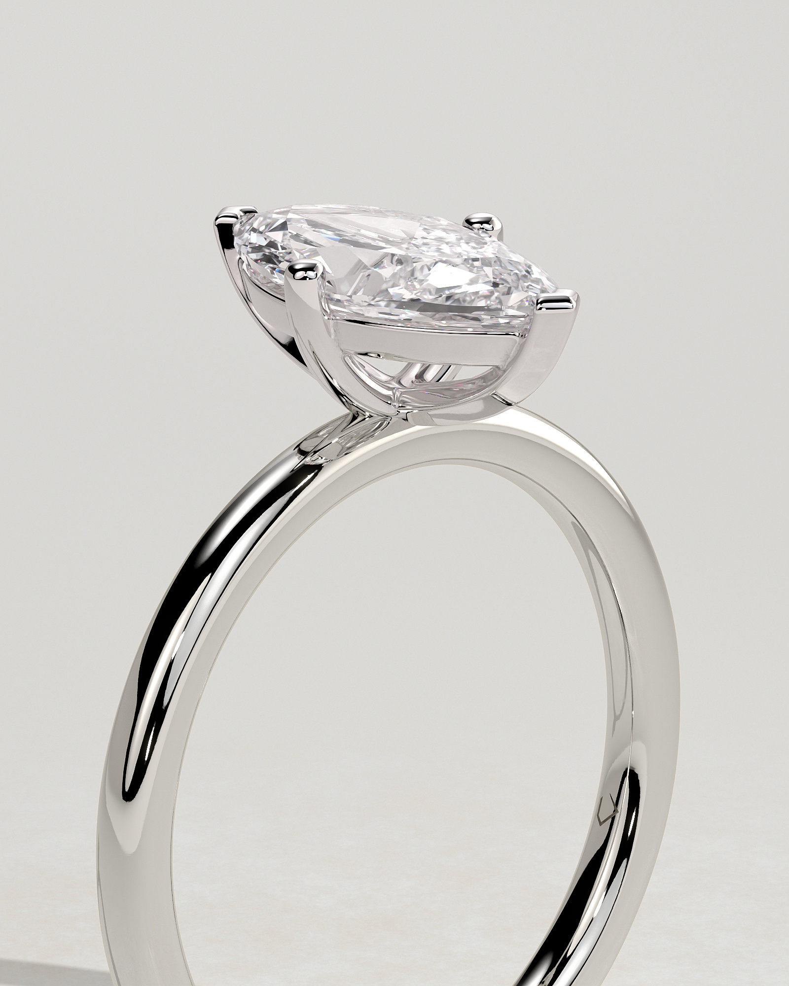 Sherry - V Claw Marquise Solitaire - 18k White Gold