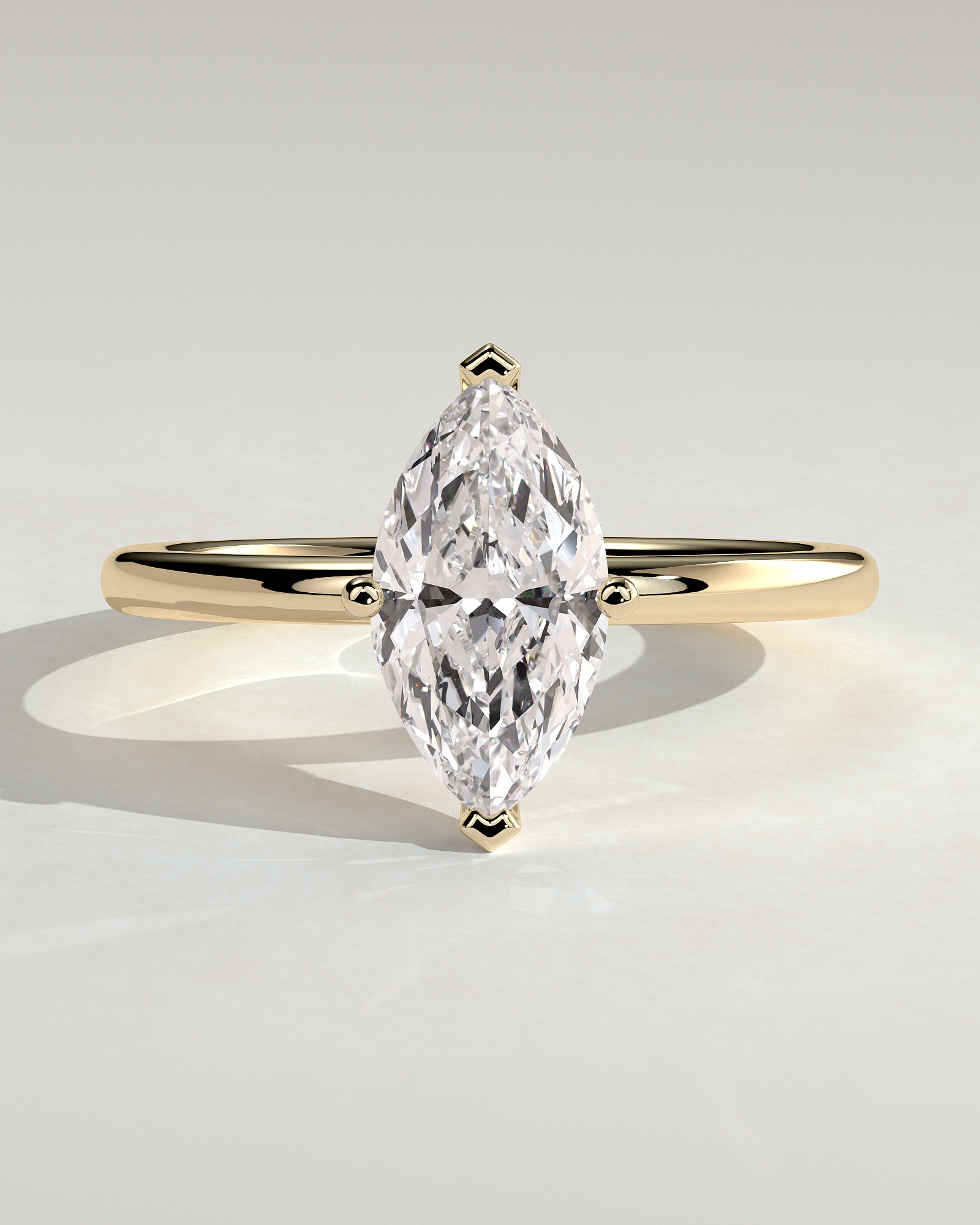 Sherry - V Claw Marquise Solitaire - 18k Yellow Gold