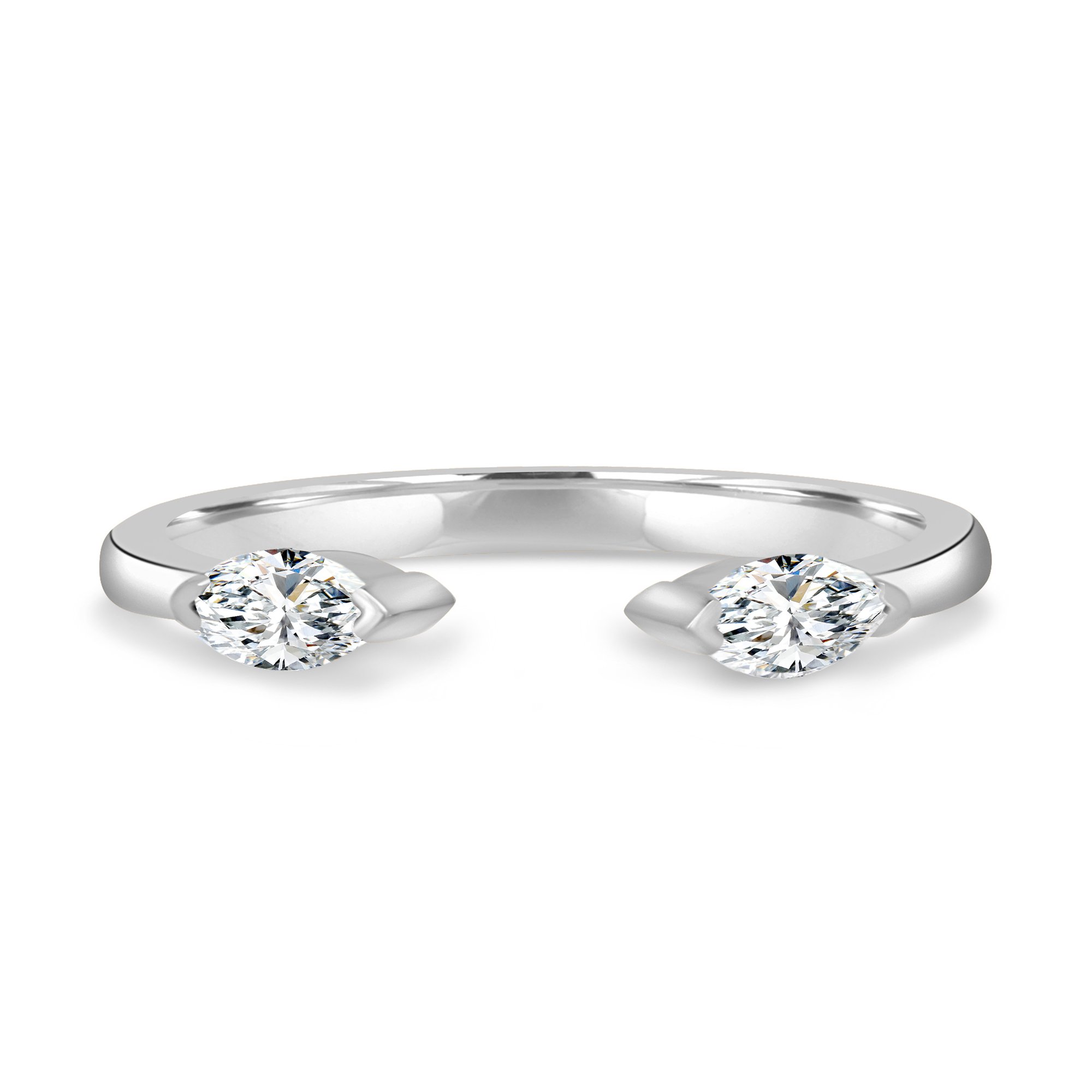 Sky - Marquise Open Wedding Ring - 18k White Gold