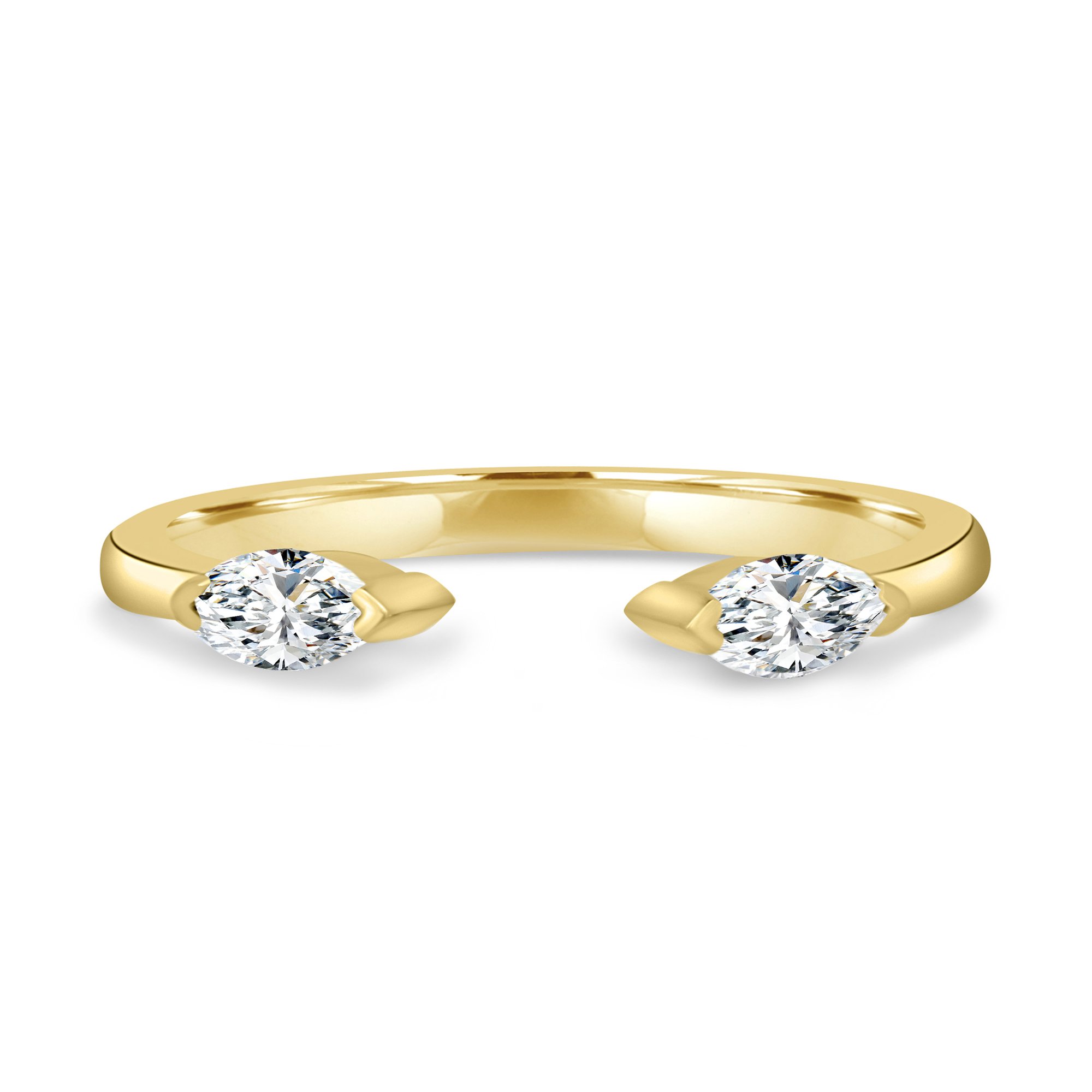 Sky - Marquise Open Wedding Ring - 18k Yellow Gold
