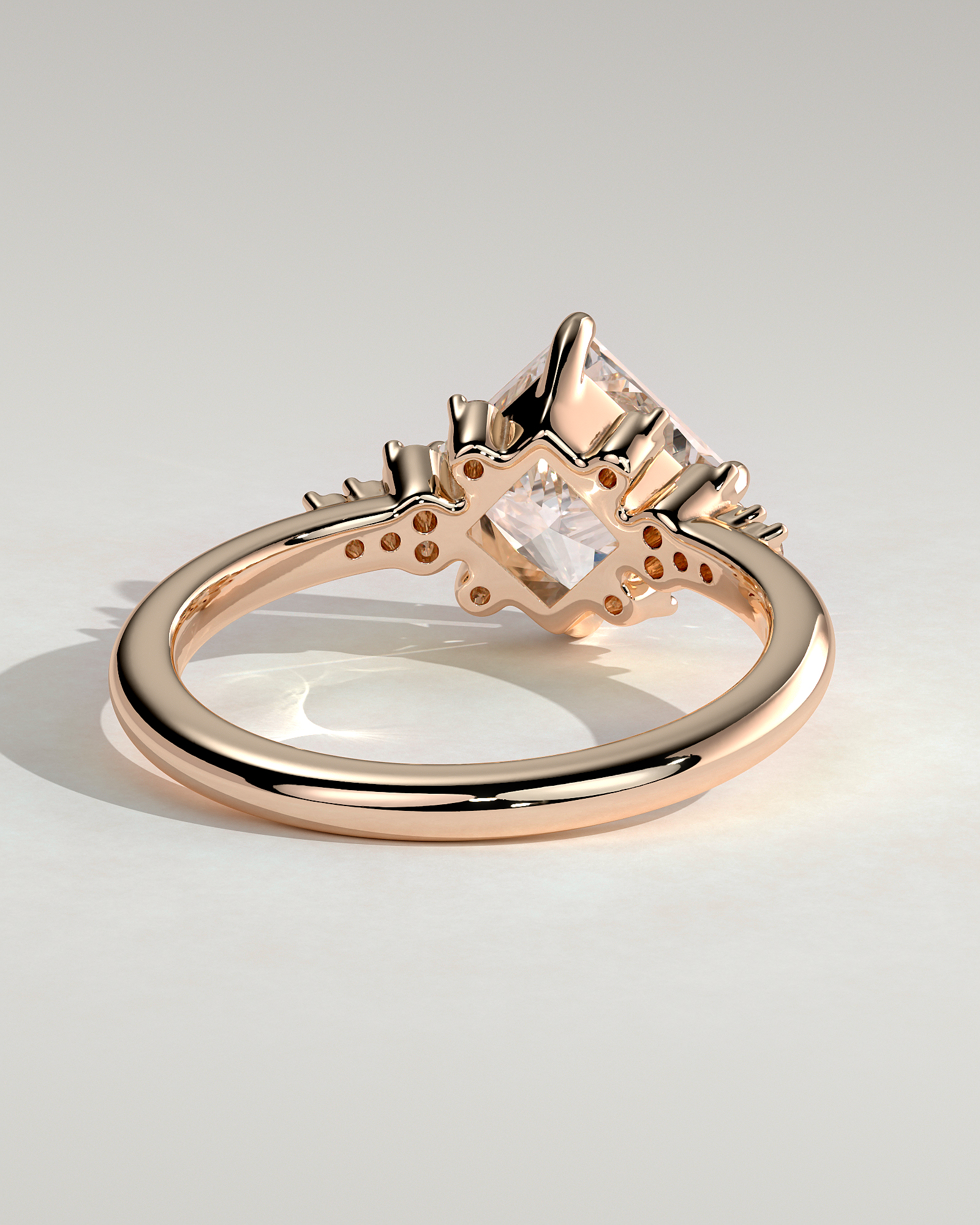 Sophia - Princess Solitaire with Accent Stones - 18k Rose Gold