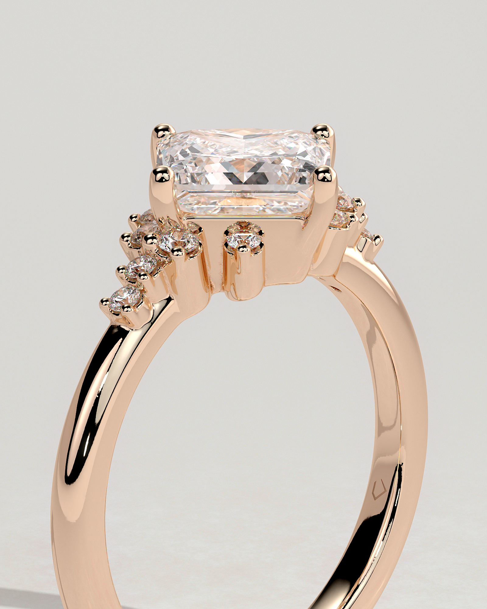 Sophia - Princess Solitaire with Accent Stones - 18k Rose Gold