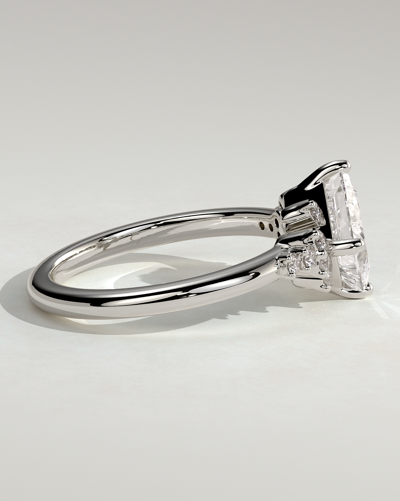 Sophia - Princess Solitaire with Accent Stones - 18k White Gold
