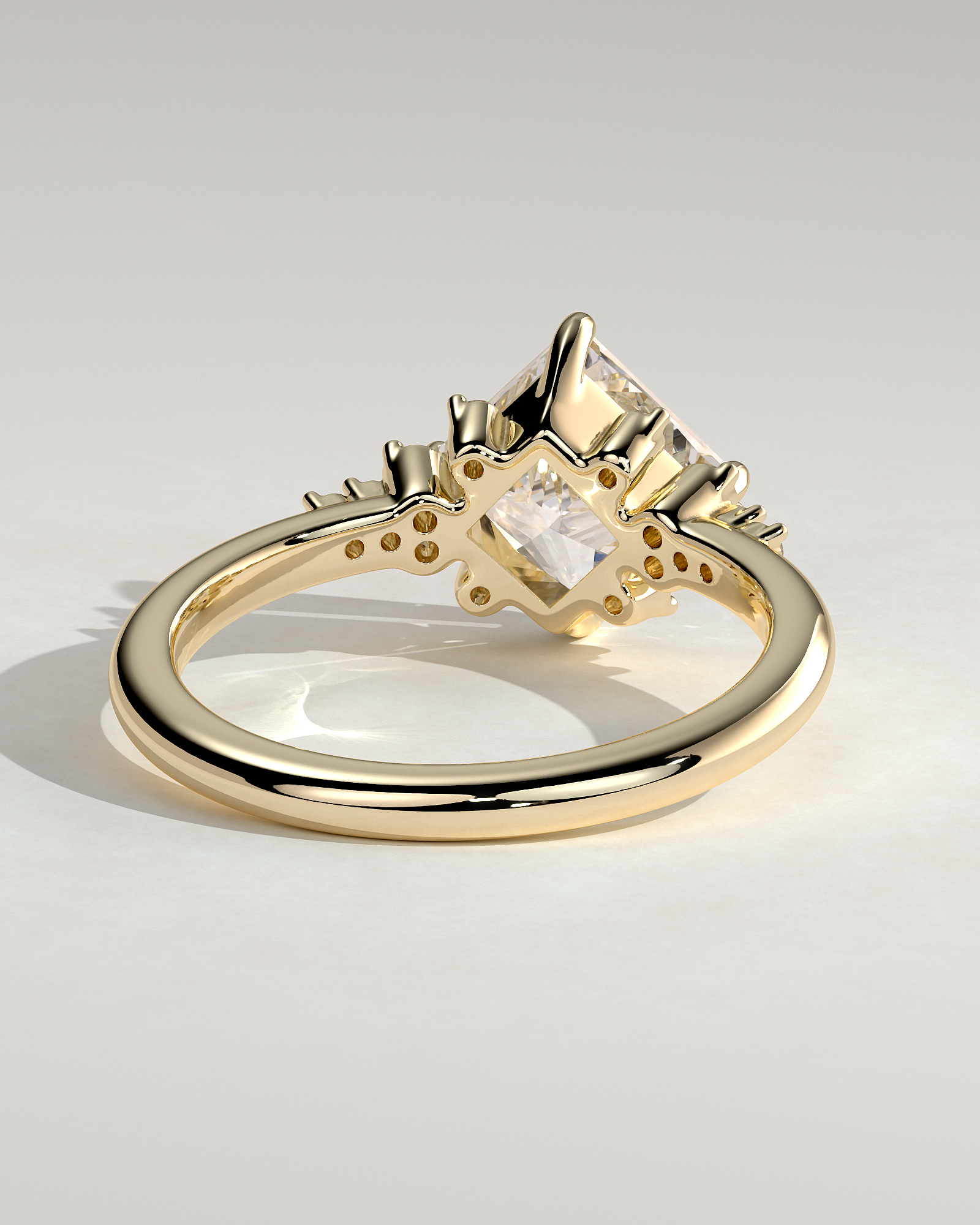 Sophia - Princess Solitaire with Accent Stones - 18k Yellow Gold