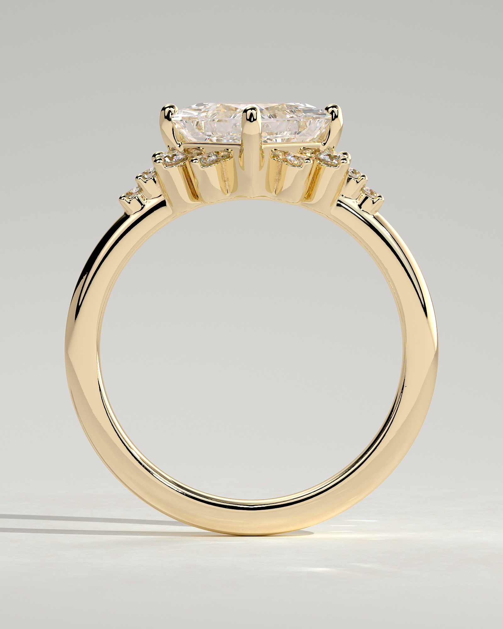 Sophia - Princess Solitaire with Accent Stones - 18k Yellow Gold