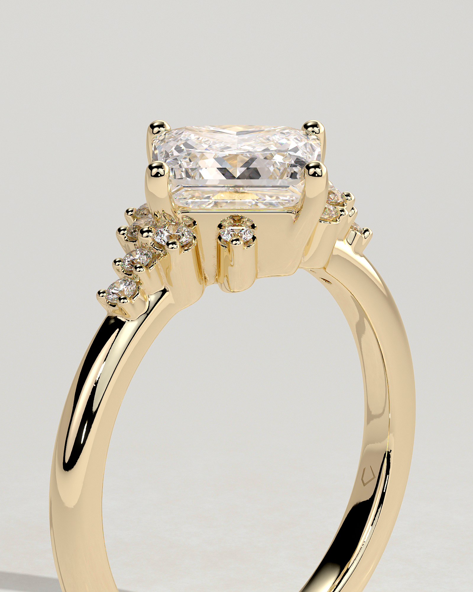 Sophia - Princess Solitaire with Accent Stones - 18k Yellow Gold
