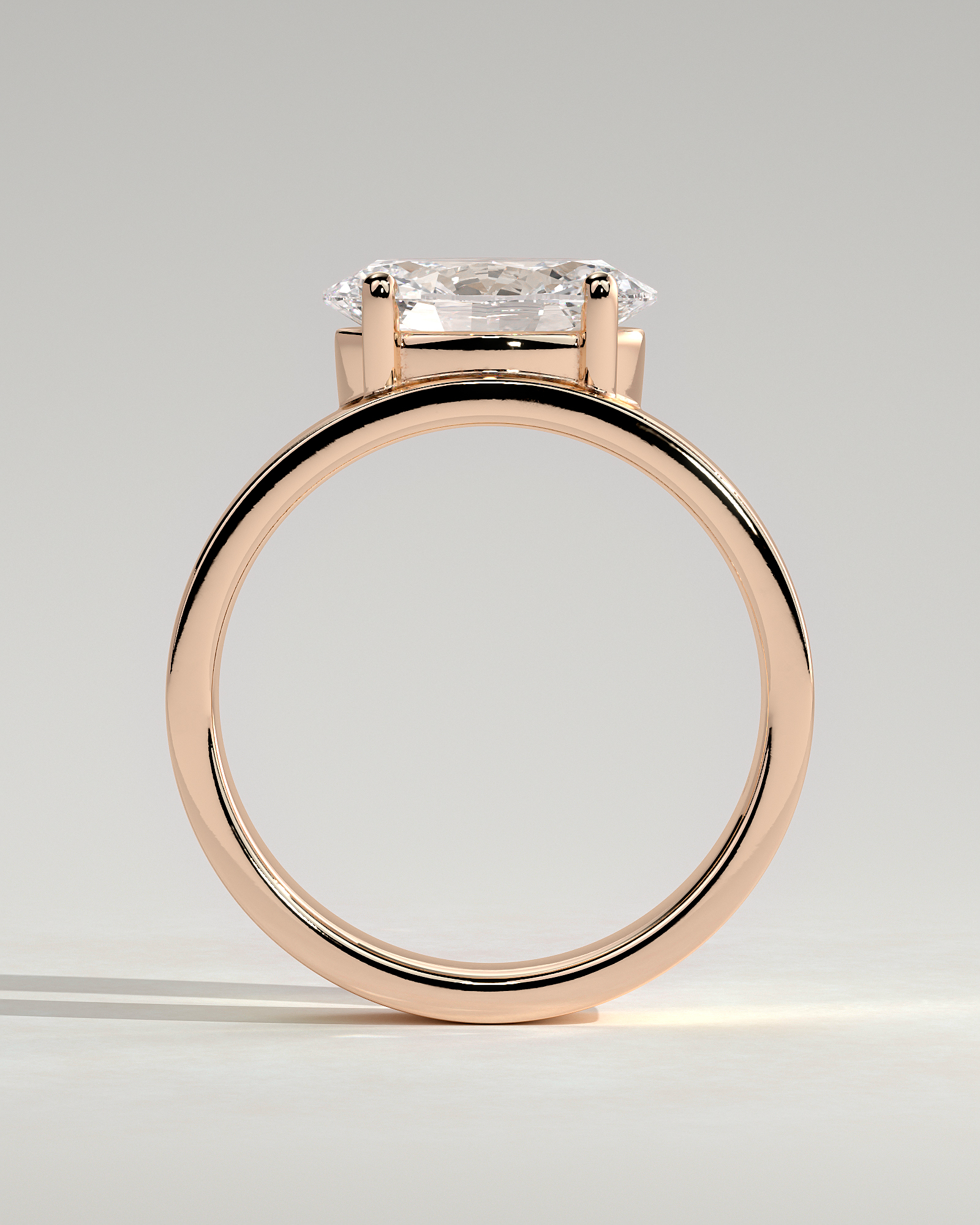 Soraya - East West Oval With Cigar Band - 18k Rose Gold